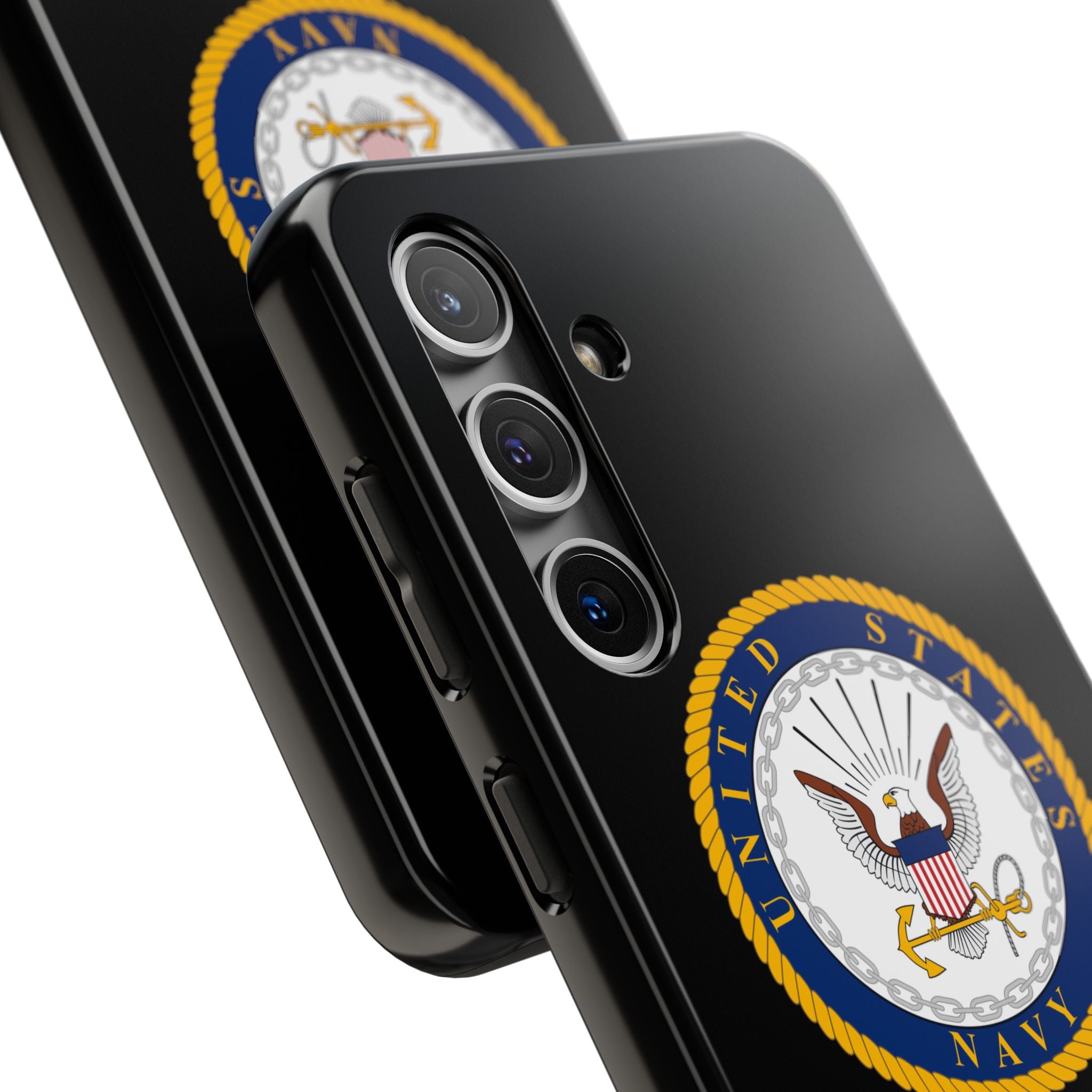 Navy Emblem Tough Phone Case — Custom Text Military iPhone Cover