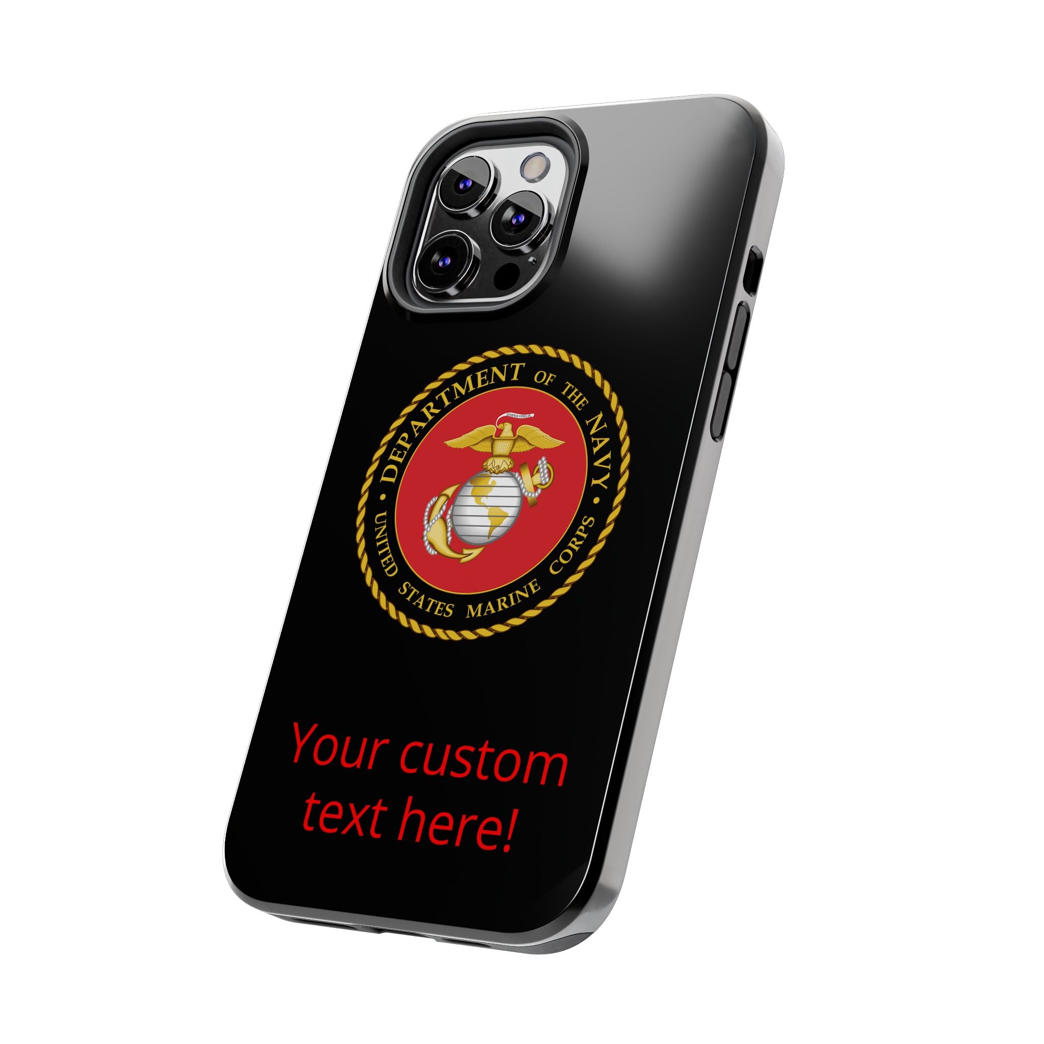USMC Emblem Tough Phone Case — Custom Text Military iPhone Protector