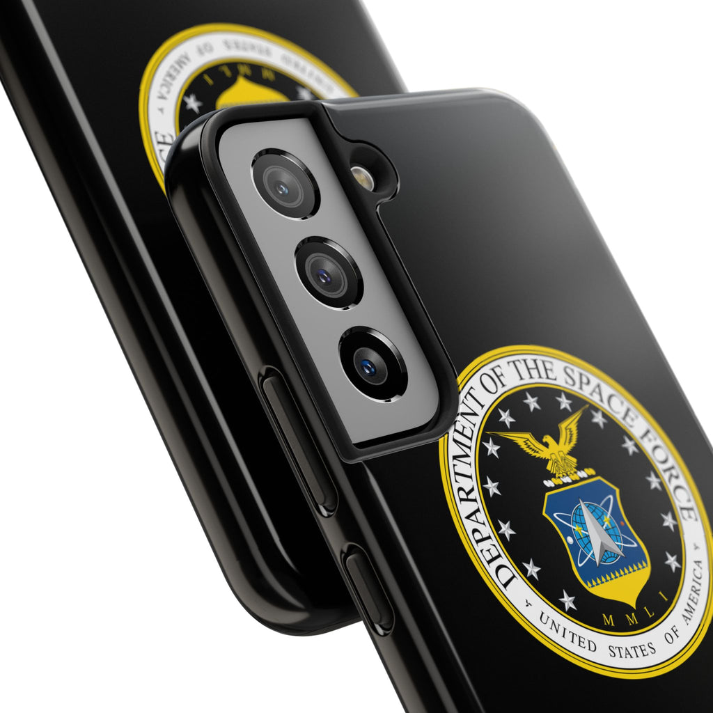 Space Force Tough Phone Case — Custom Text Military Emblem Protective Case