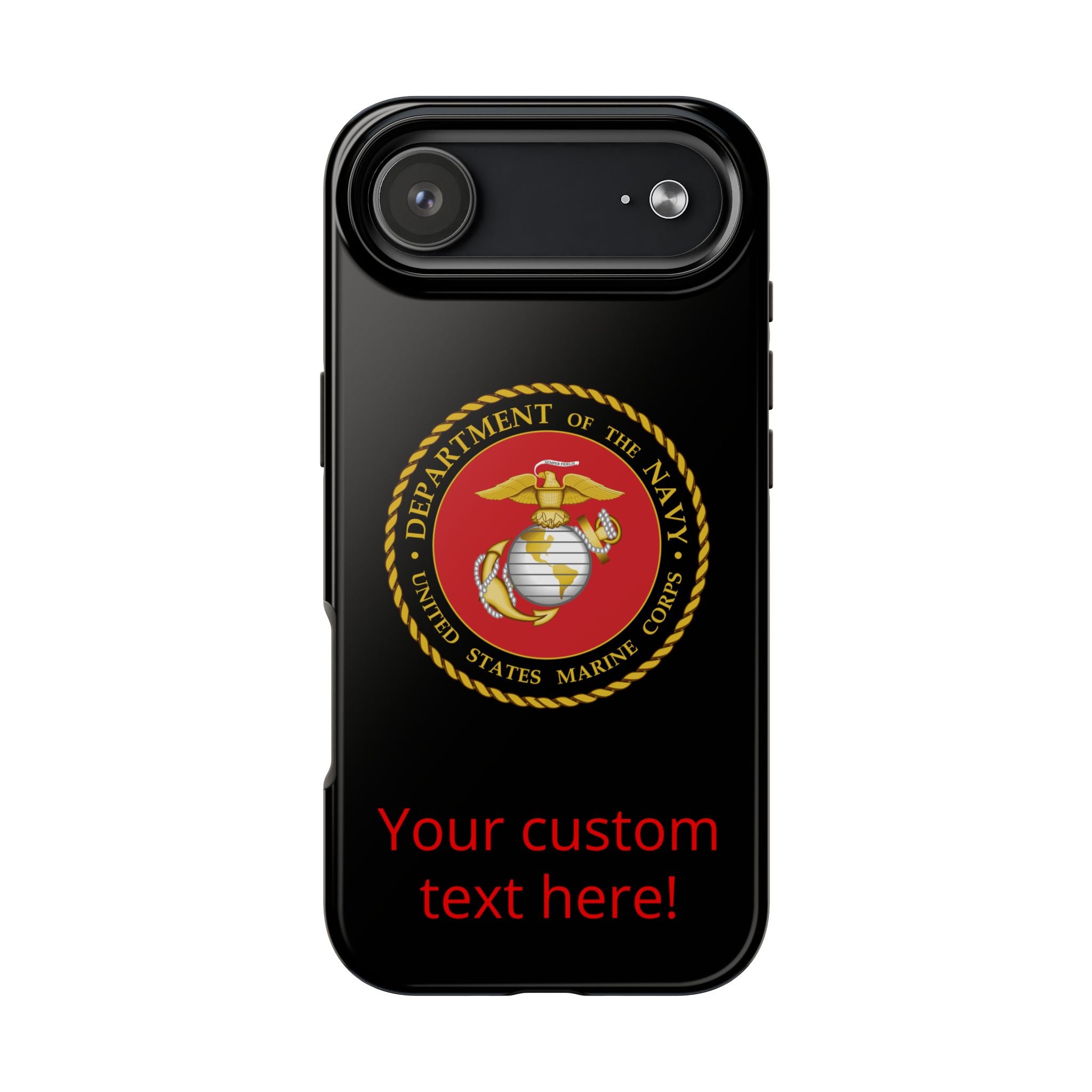 USMC Emblem Tough Phone Case — Custom Text Military iPhone Protector