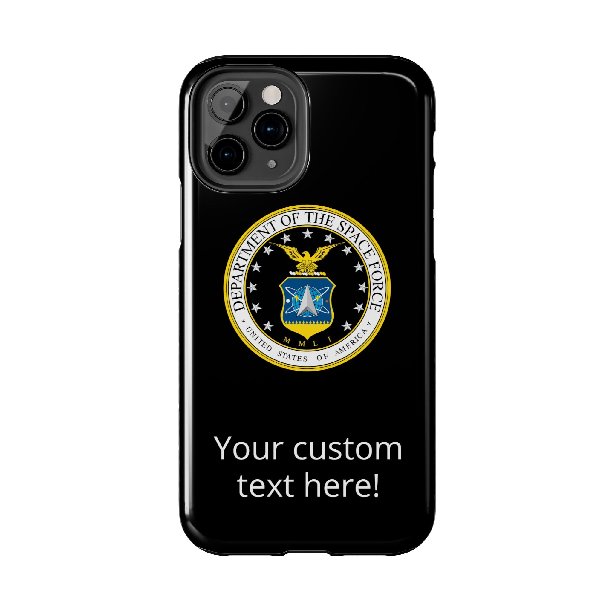 Space Force Tough Phone Case — Custom Text Military Emblem Protective Case