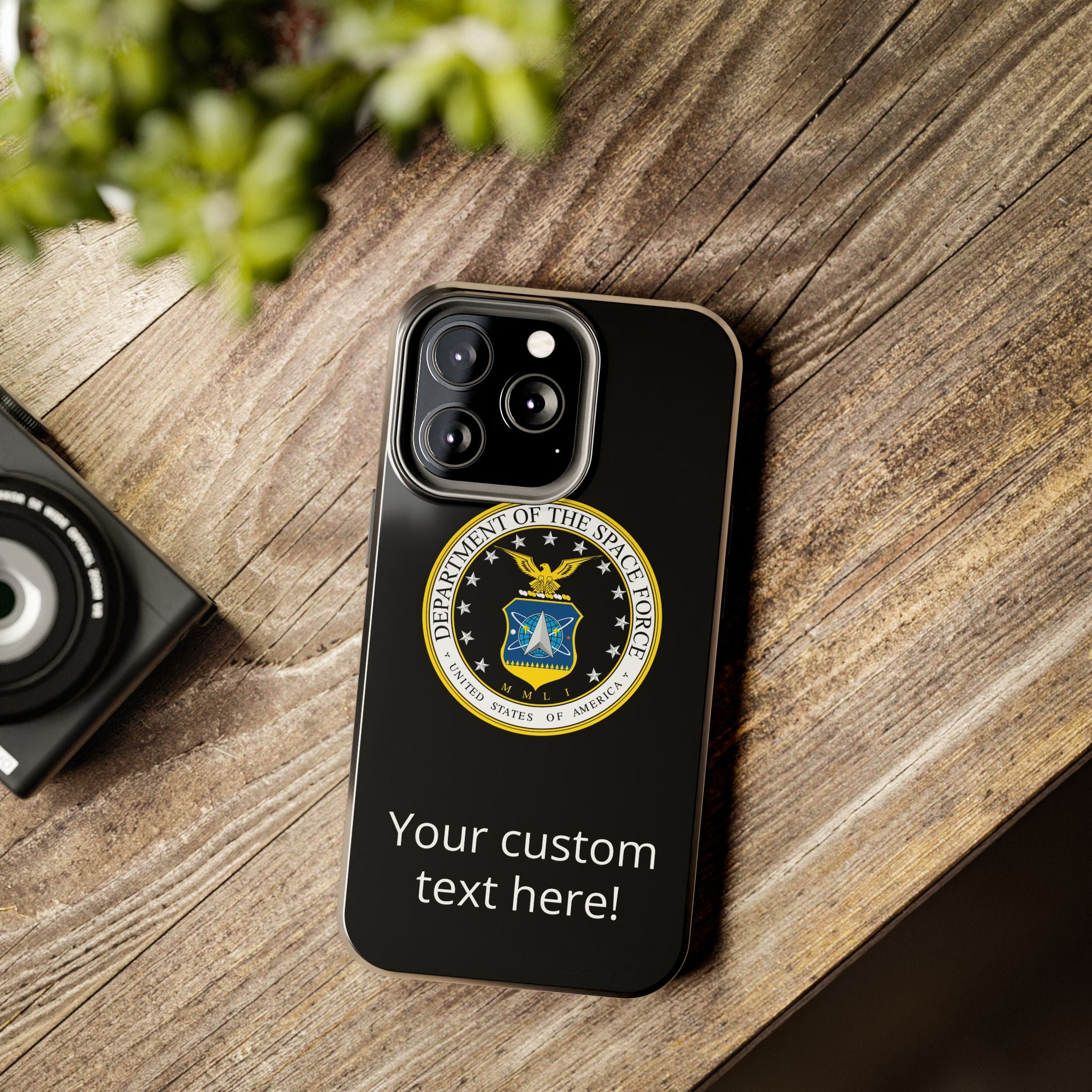 Space Force Tough Phone Case — Custom Text Military Emblem Protective Case