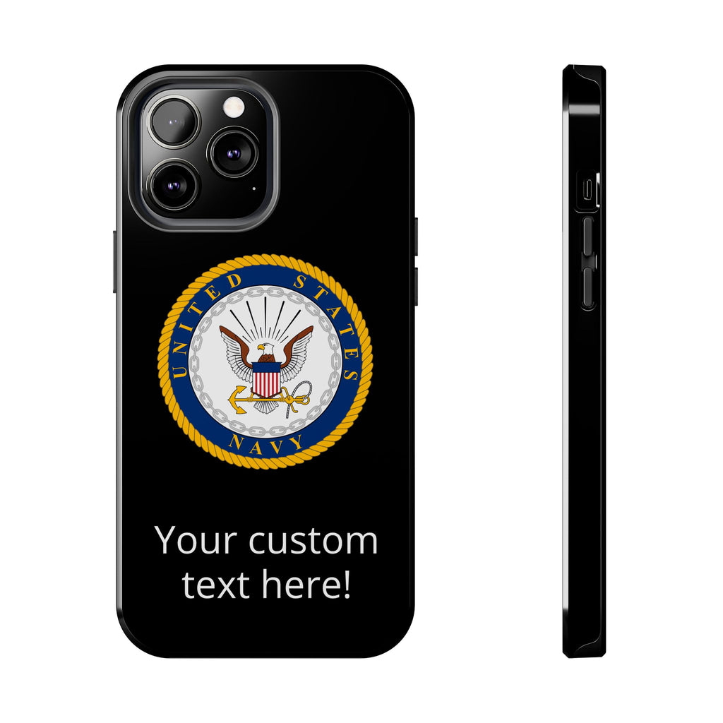 Navy Emblem Tough Phone Case — Custom Text Military iPhone Cover