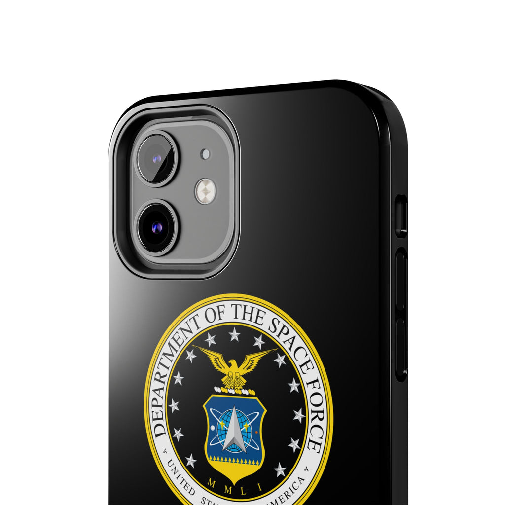 Space Force Tough Phone Case — Custom Text Military Emblem Protective Case