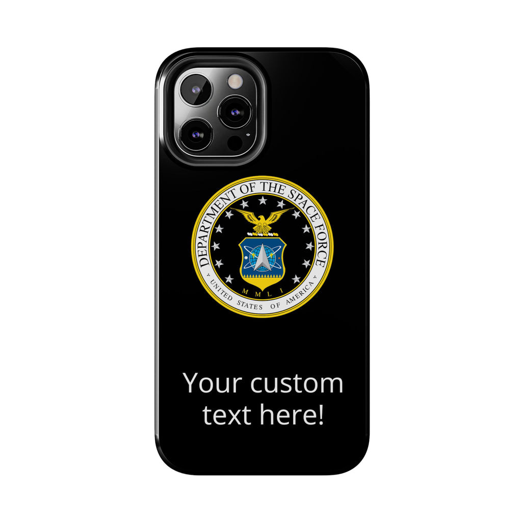 Space Force Tough Phone Case — Custom Text Military Emblem Protective Case