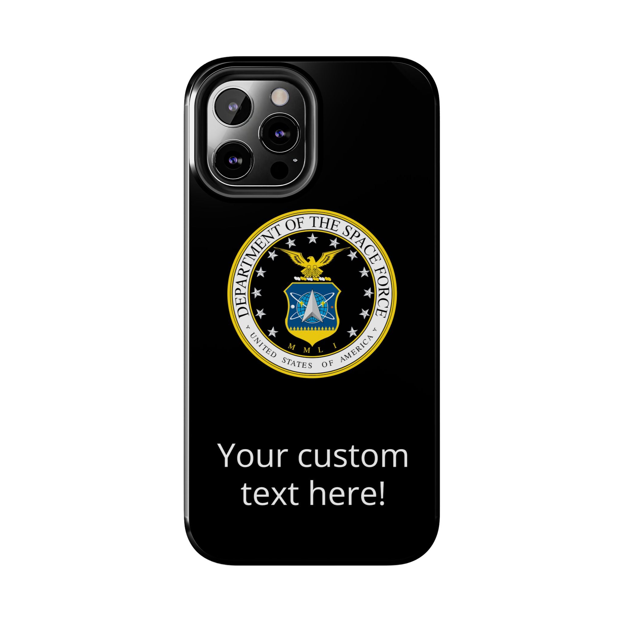 Space Force Tough Phone Case — Custom Text Military Emblem Protective Case