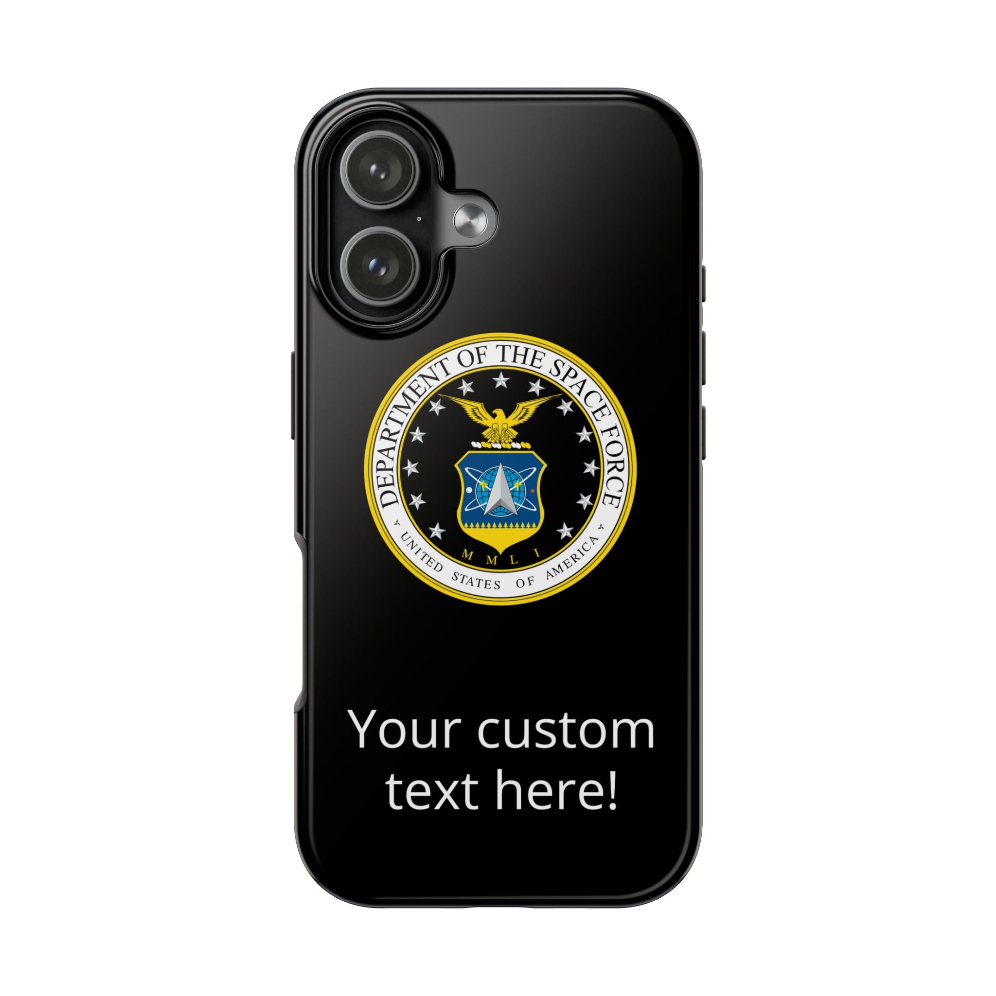 Space Force Tough Phone Case — Custom Text Military Emblem Protective Case