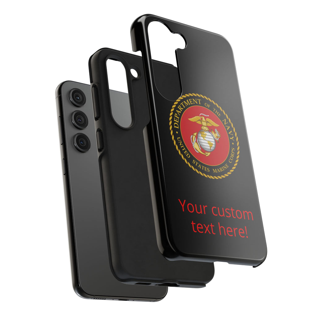 USMC Emblem Tough Phone Case — Custom Text Military iPhone Protector