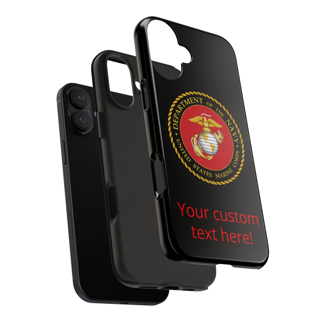 USMC Emblem Tough Phone Case — Custom Text Military iPhone Protector