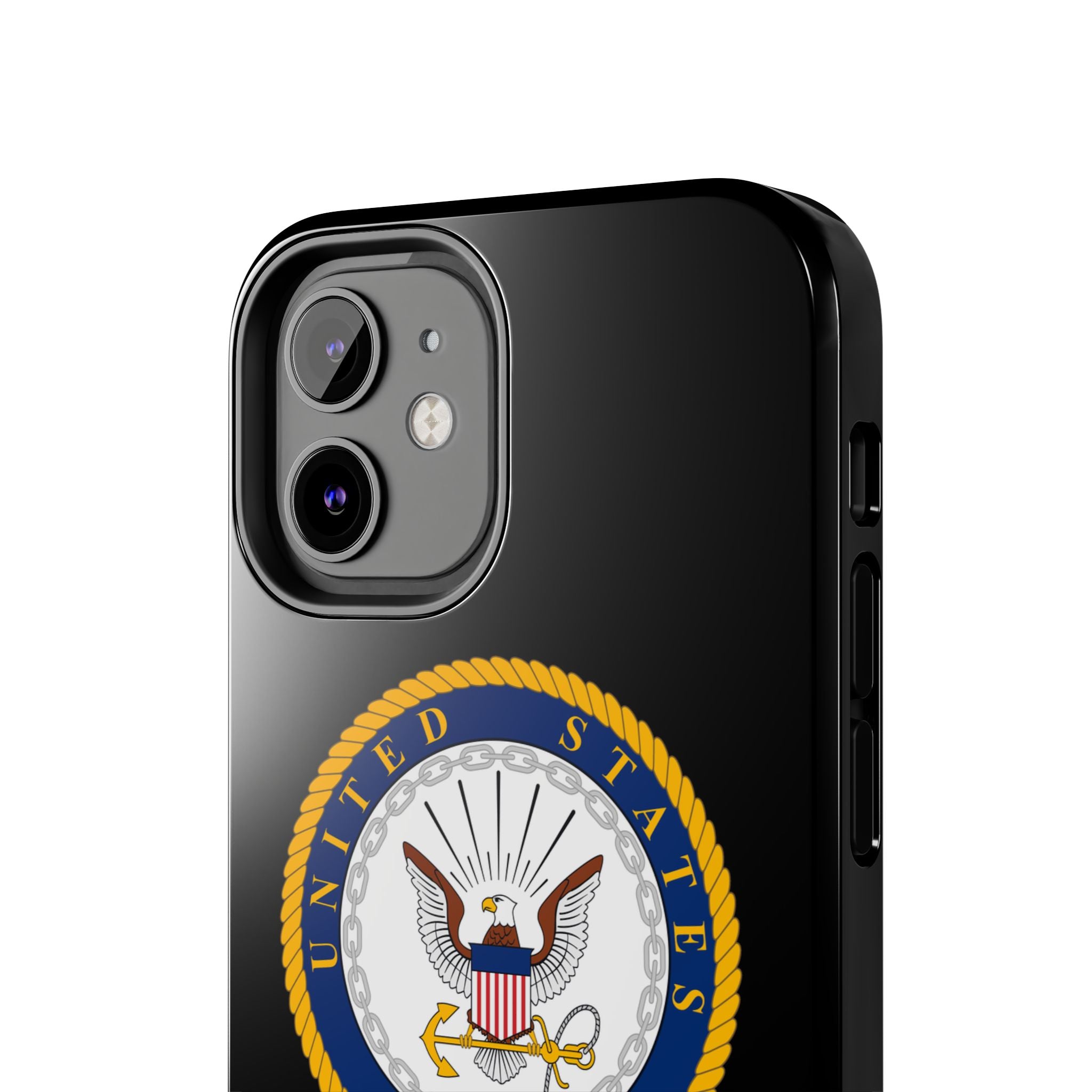 Navy Emblem Tough Phone Case — Custom Text Military iPhone Cover
