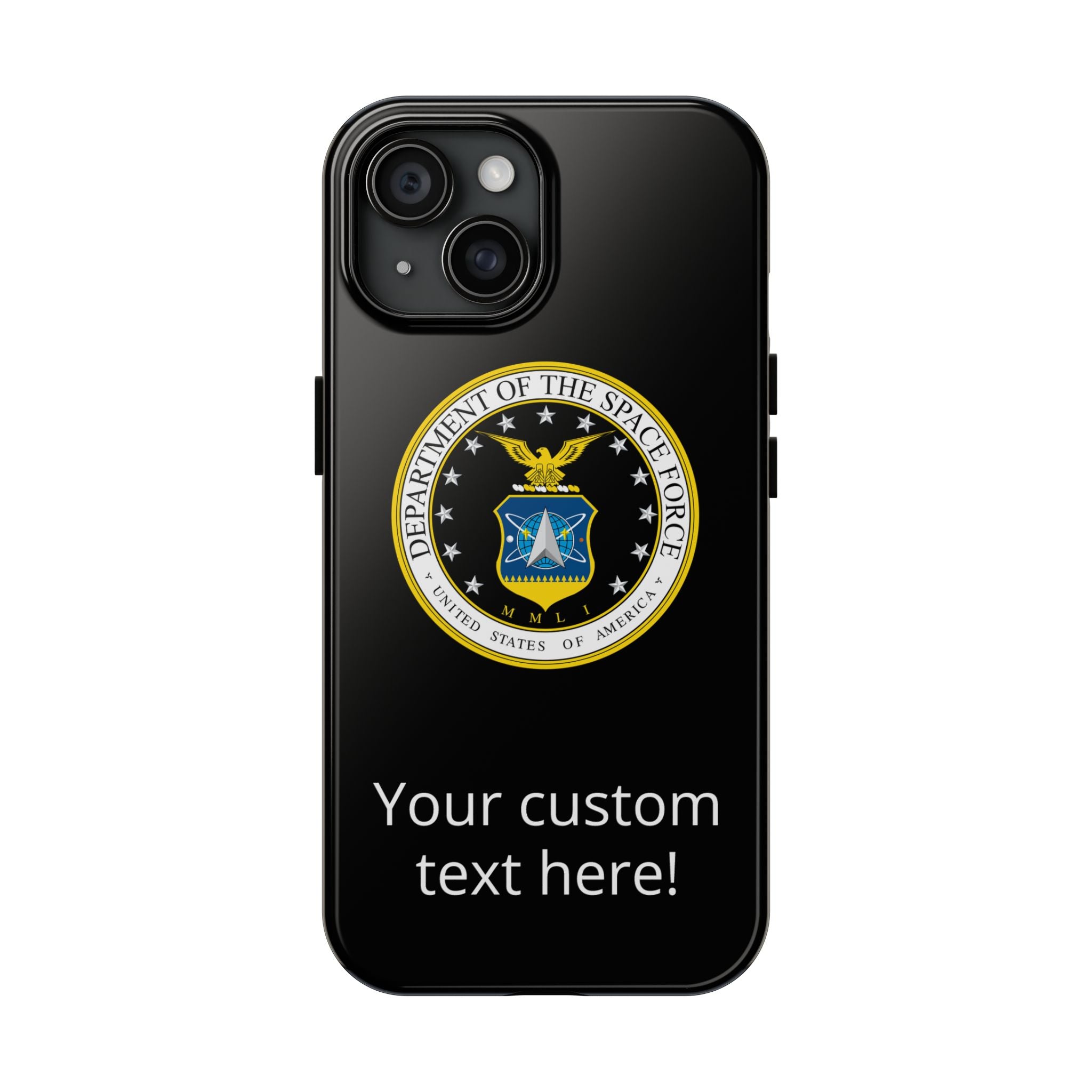 Space Force Tough Phone Case — Custom Text Military Emblem Protective Case
