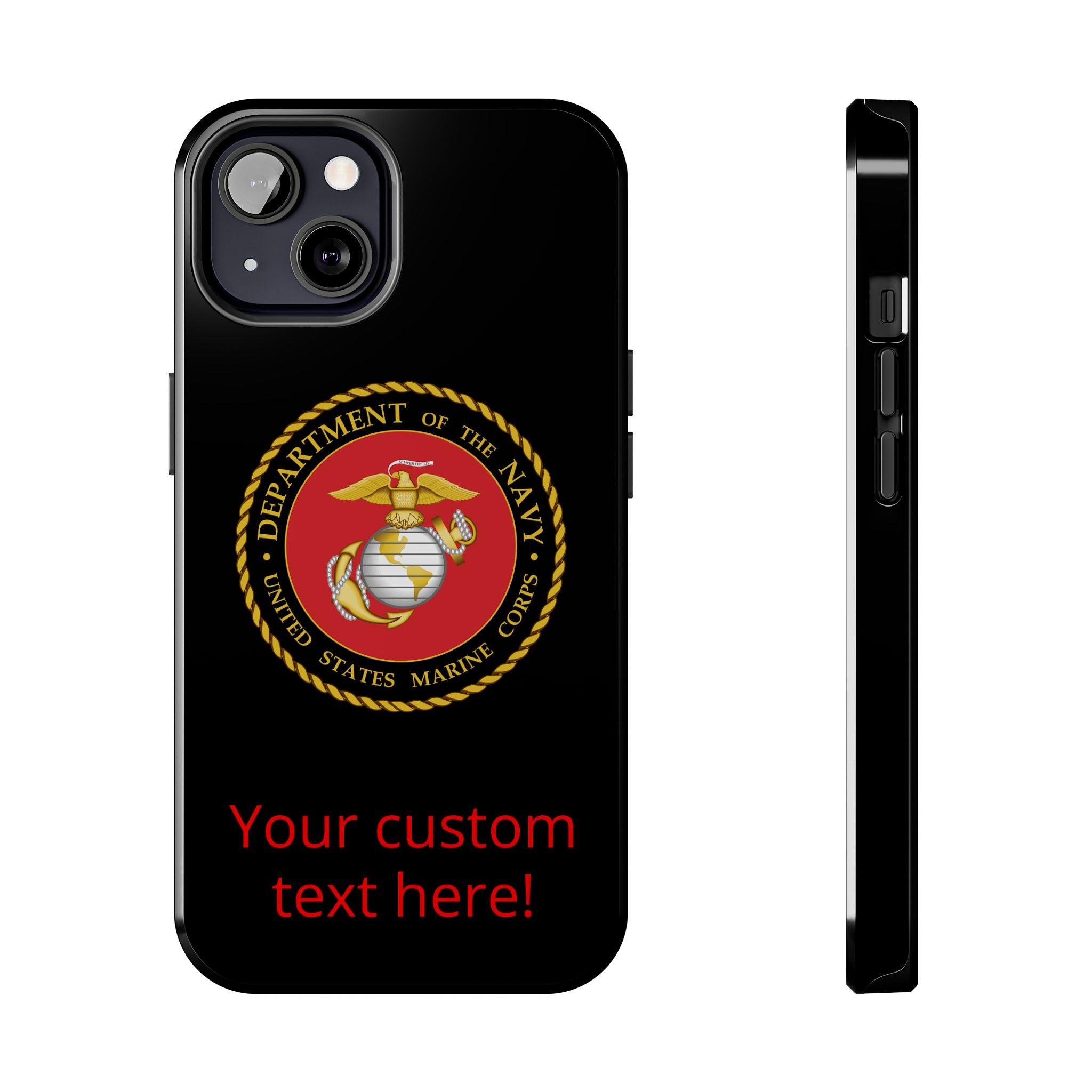 USMC Emblem Tough Phone Case — Custom Text Military iPhone Protector