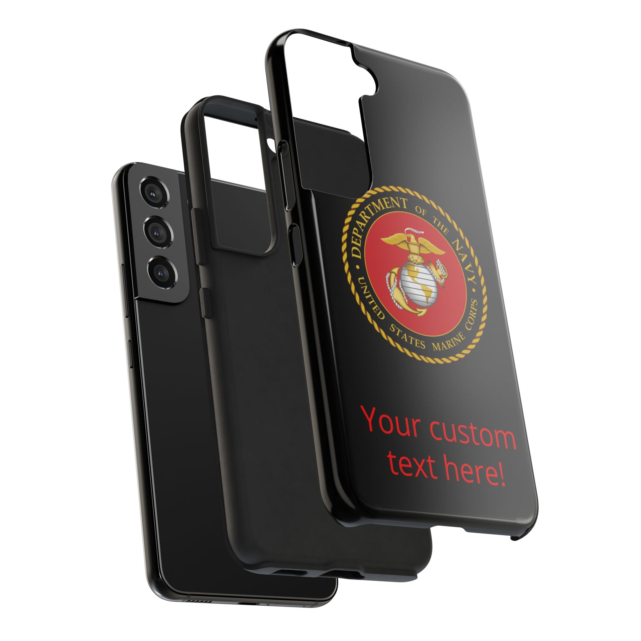 USMC Emblem Tough Phone Case — Custom Text Military iPhone Protector