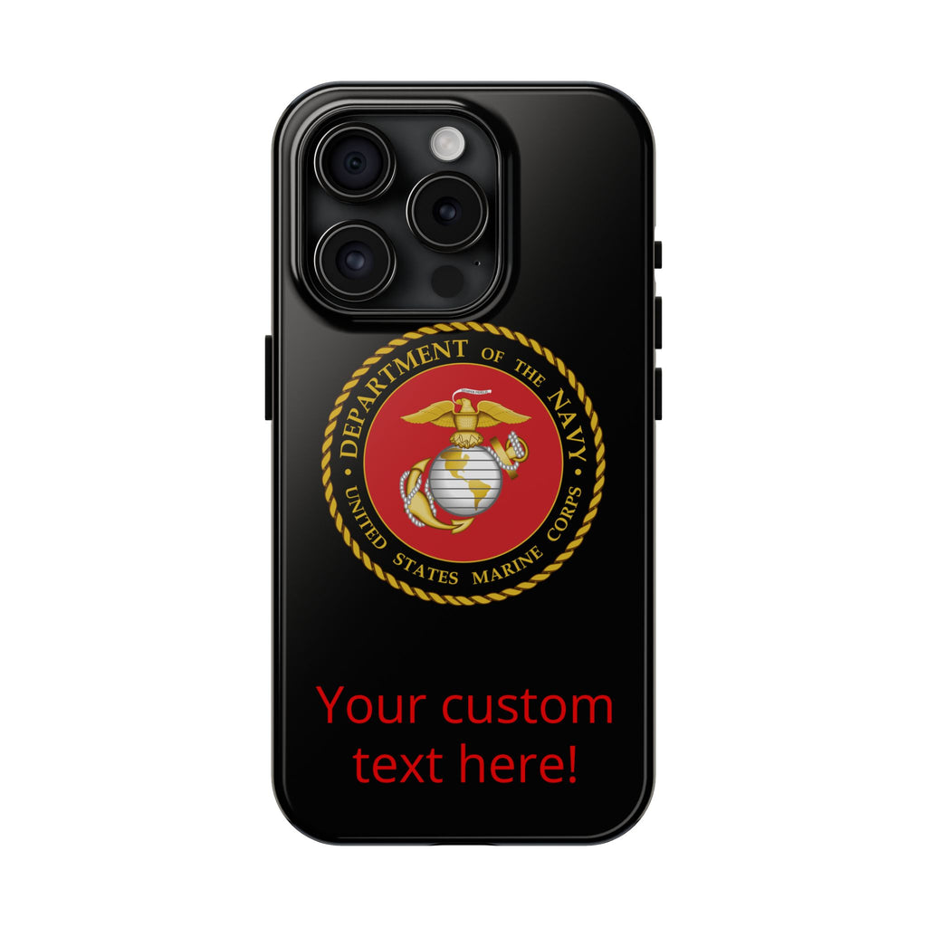 USMC Emblem Tough Phone Case — Custom Text Military iPhone Protector
