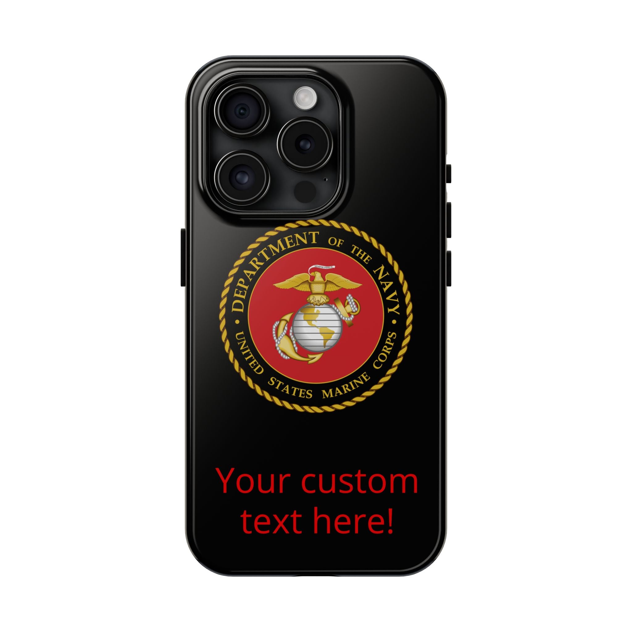 USMC Emblem Tough Phone Case — Custom Text Military iPhone Protector