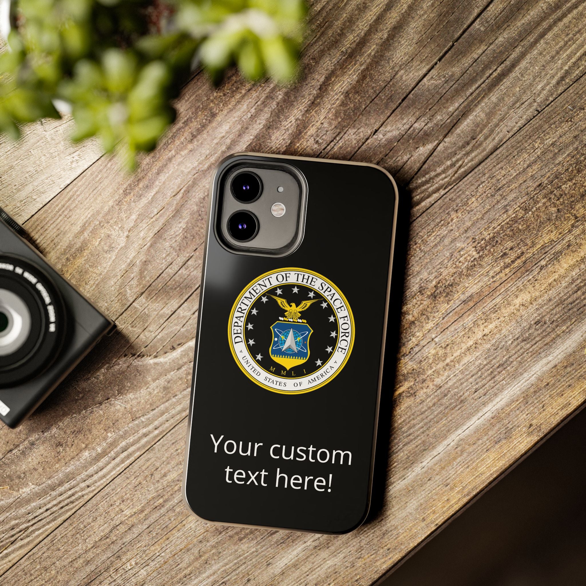 Space Force Tough Phone Case — Custom Text Military Emblem Protective Case