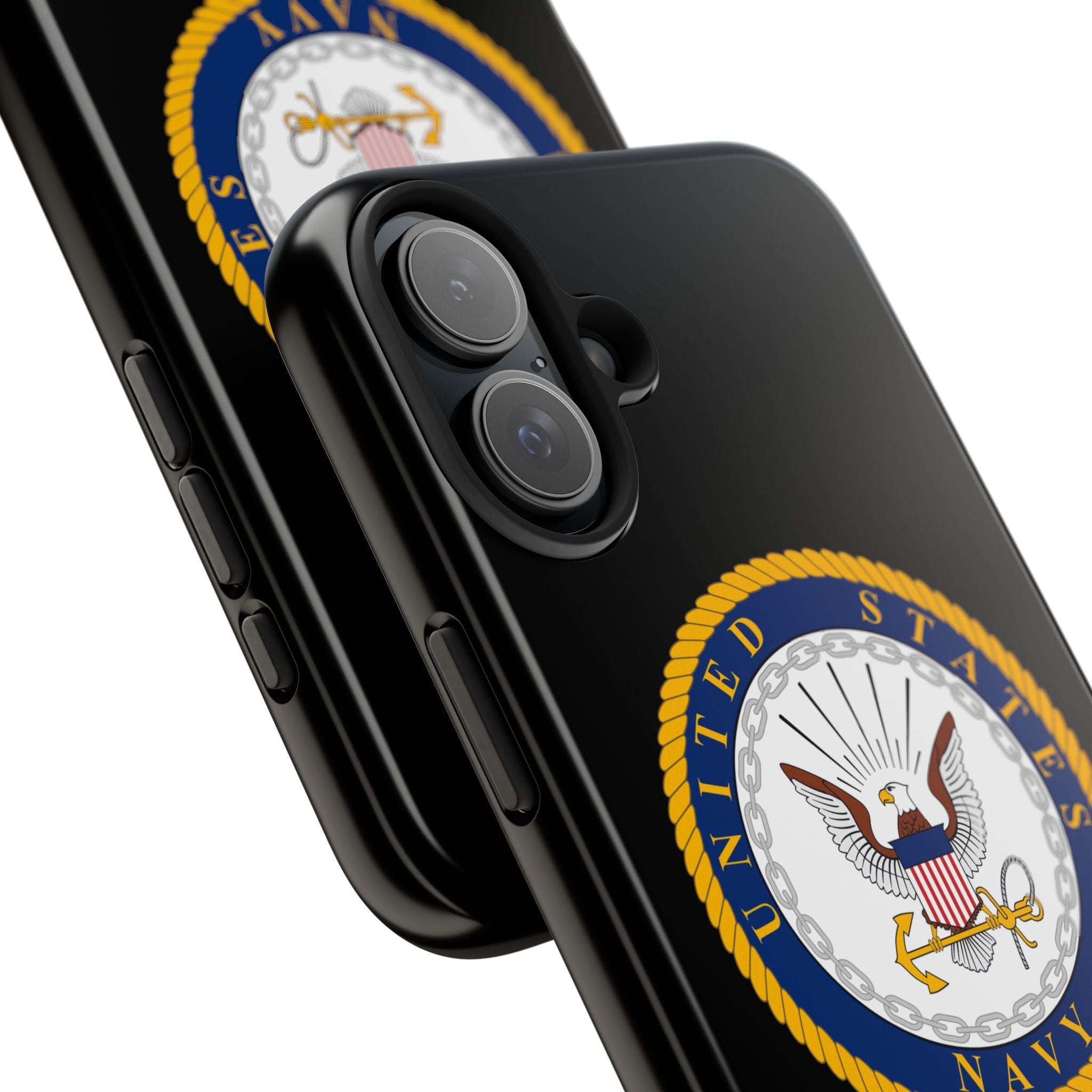 Navy Emblem Tough Phone Case — Custom Text Military iPhone Cover