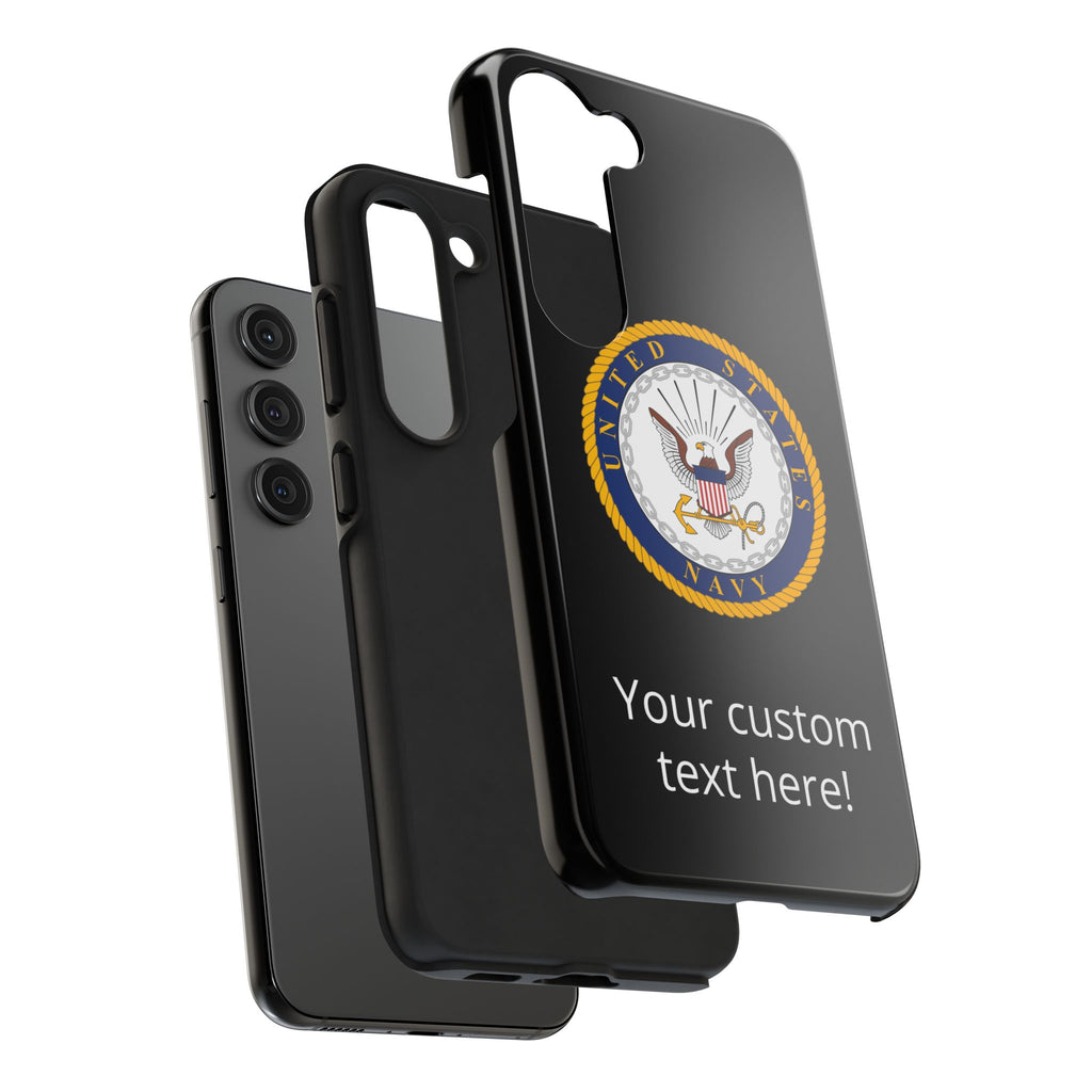 Navy Emblem Tough Phone Case — Custom Text Military iPhone Cover