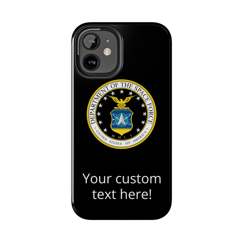 Space Force Tough Phone Case — Custom Text Military Emblem Protective Case