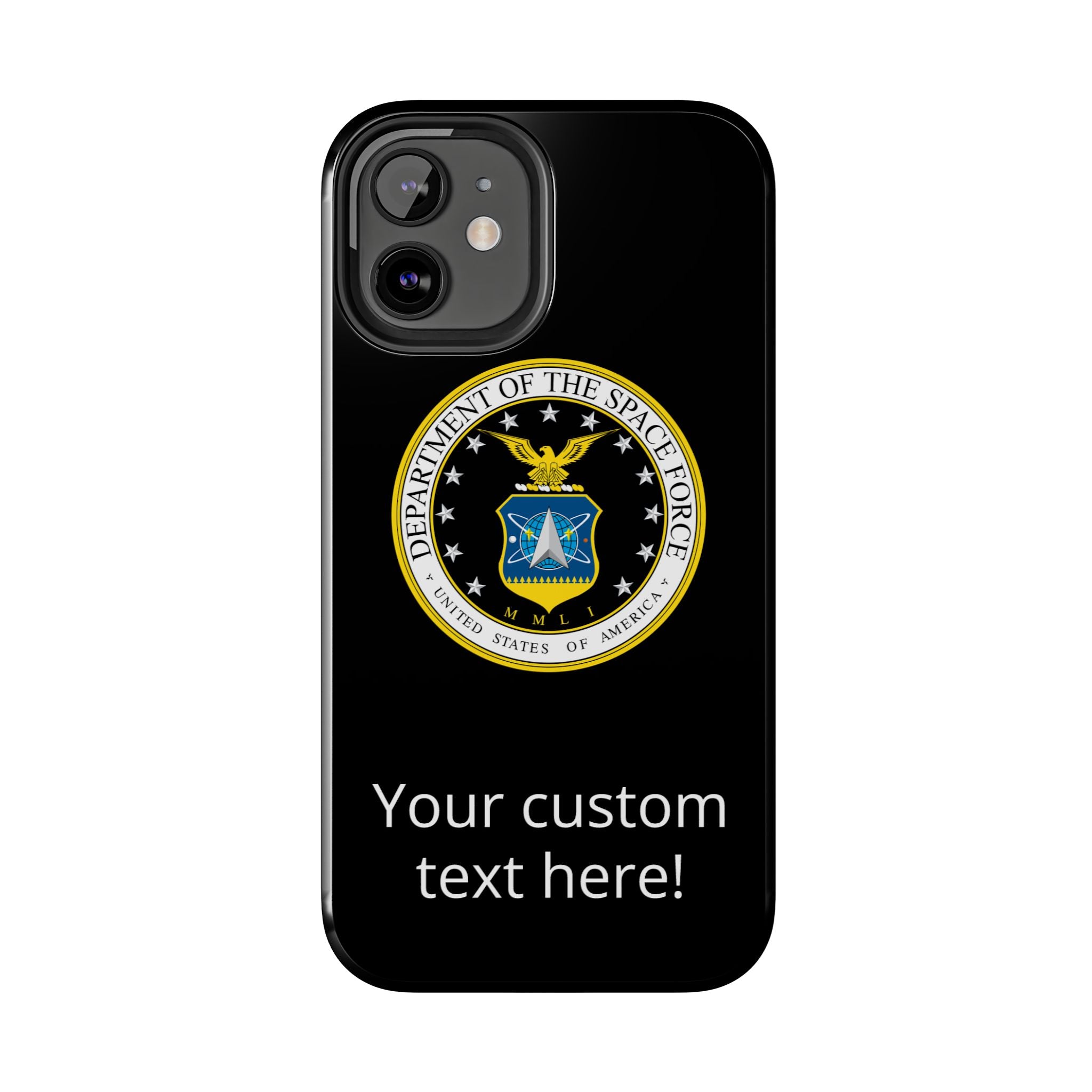 Space Force Tough Phone Case — Custom Text Military Emblem Protective Case