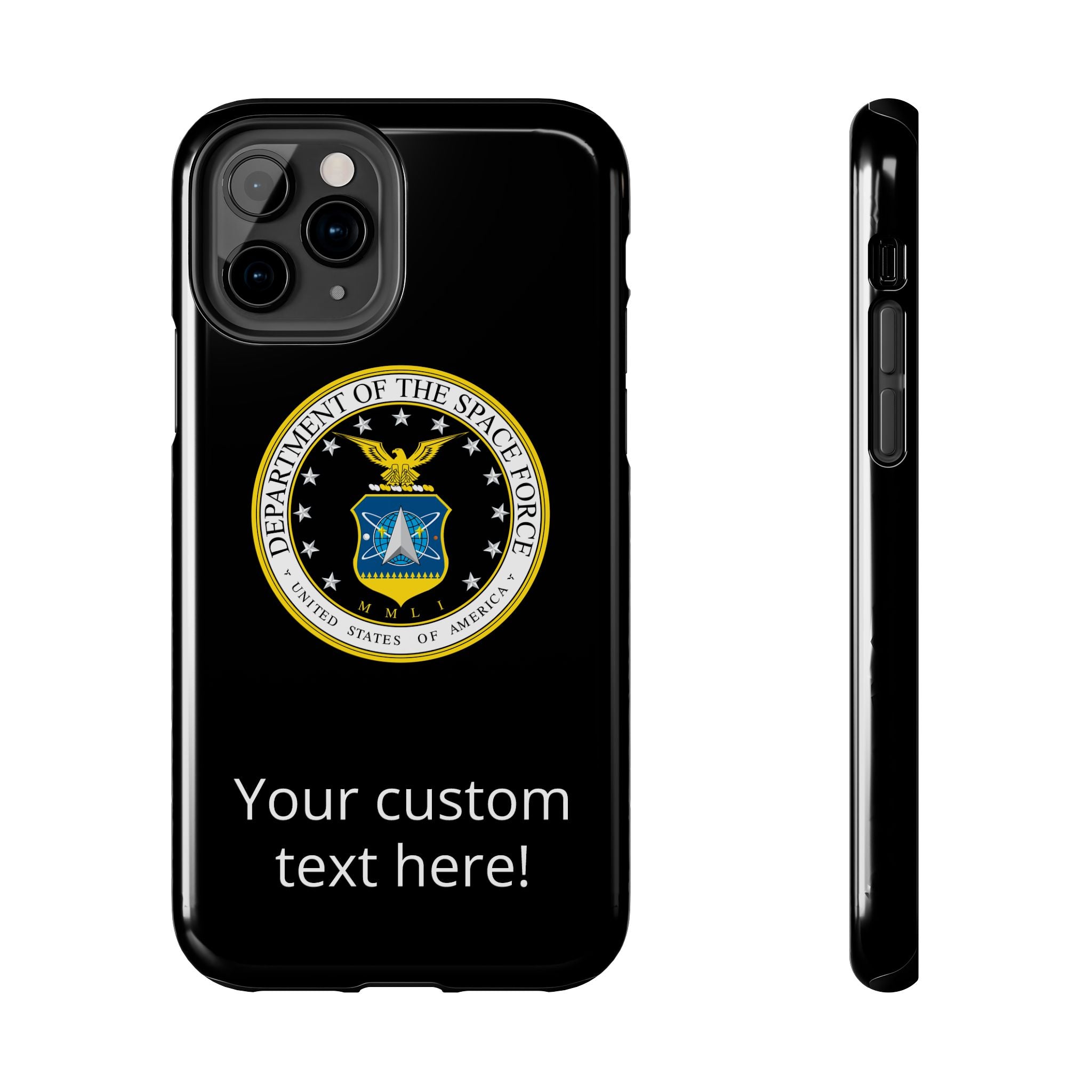 Space Force Tough Phone Case — Custom Text Military Emblem Protective Case