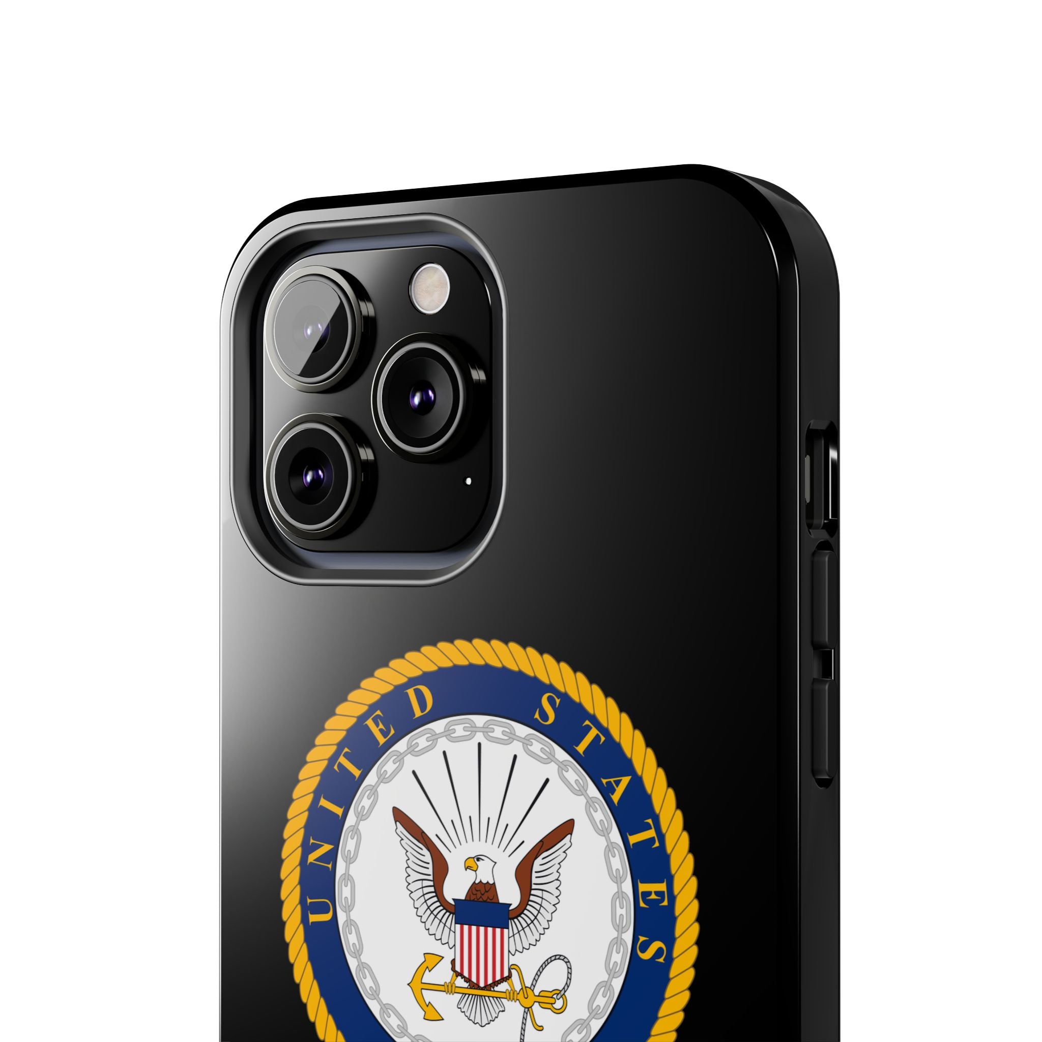 Navy Emblem Tough Phone Case — Custom Text Military iPhone Cover