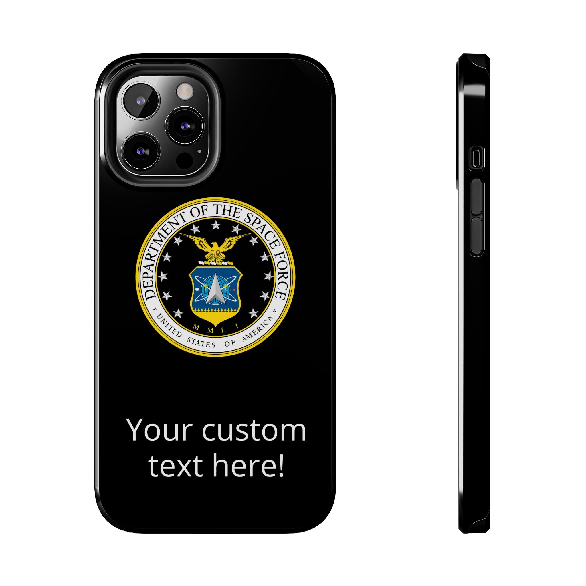 Space Force Tough Phone Case — Custom Text Military Emblem Protective Case