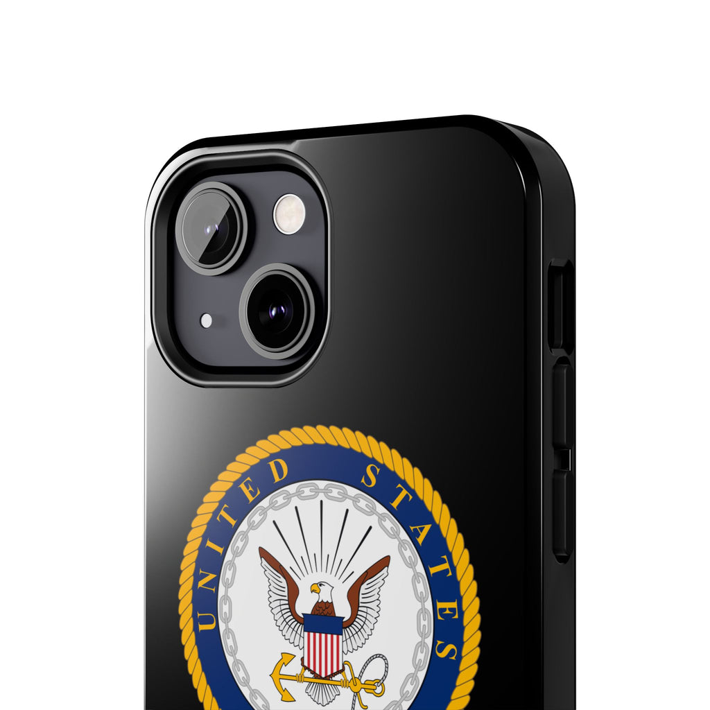 Navy Emblem Tough Phone Case — Custom Text Military iPhone Cover