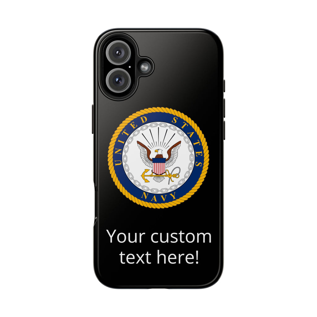 Navy Emblem Tough Phone Case — Custom Text Military iPhone Cover