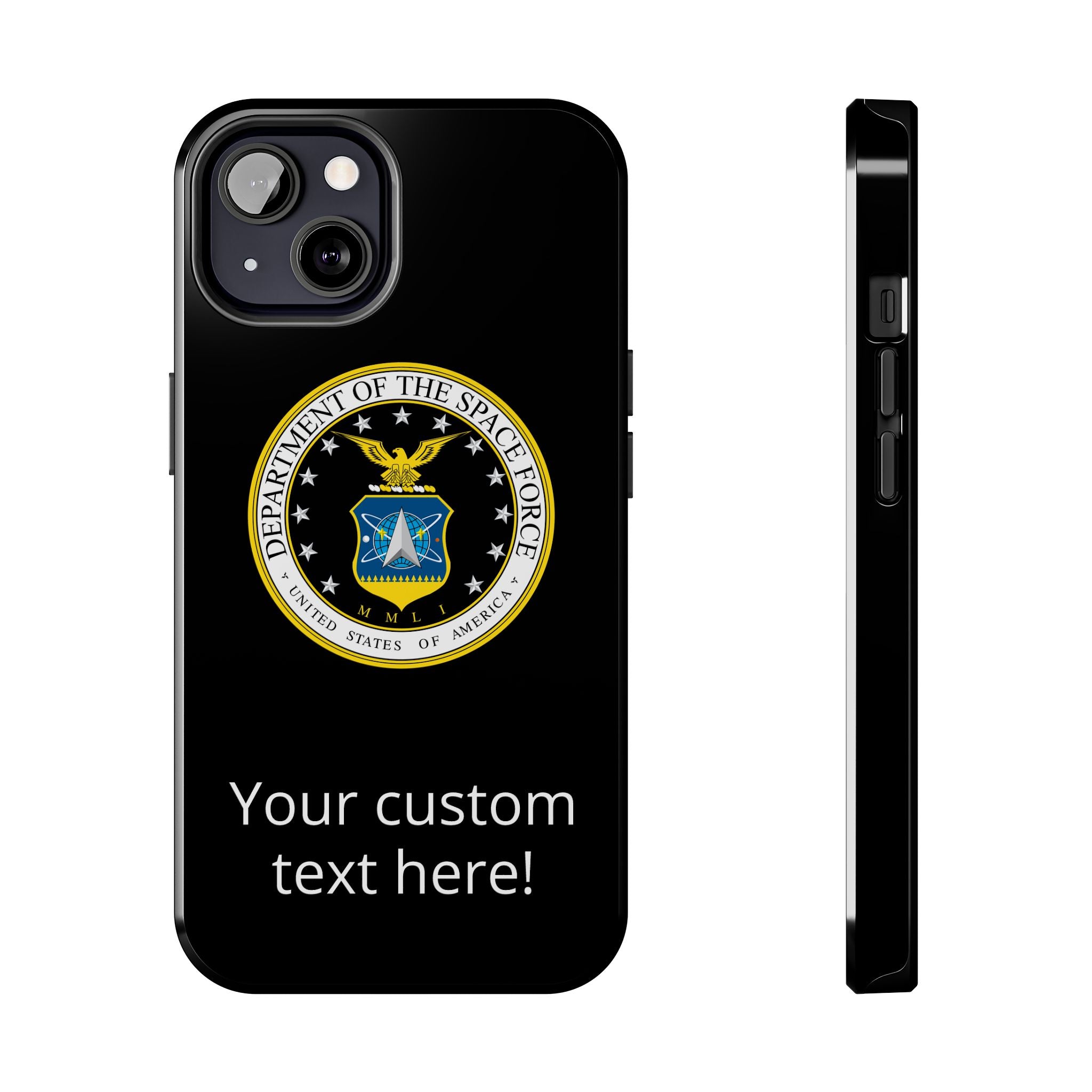 Space Force Tough Phone Case — Custom Text Military Emblem Protective Case