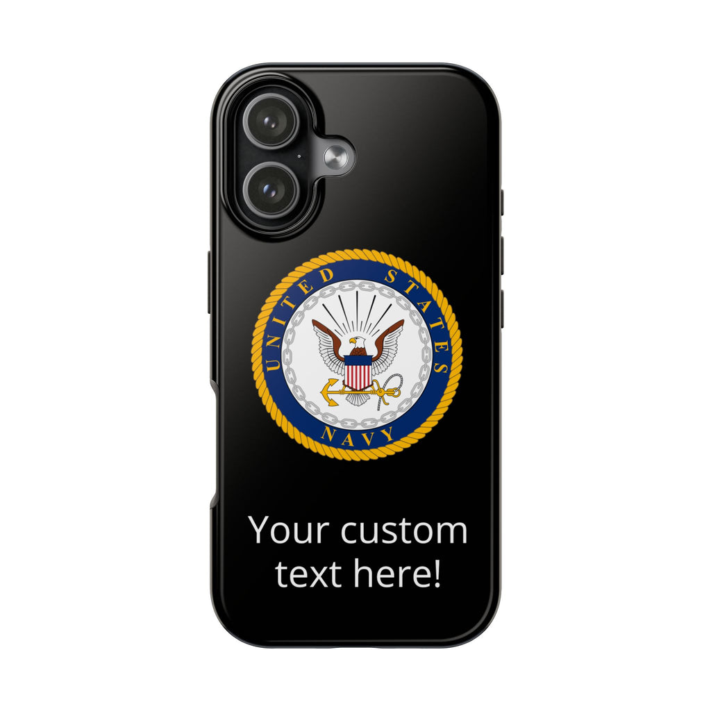 Navy Emblem Tough Phone Case — Custom Text Military iPhone Cover