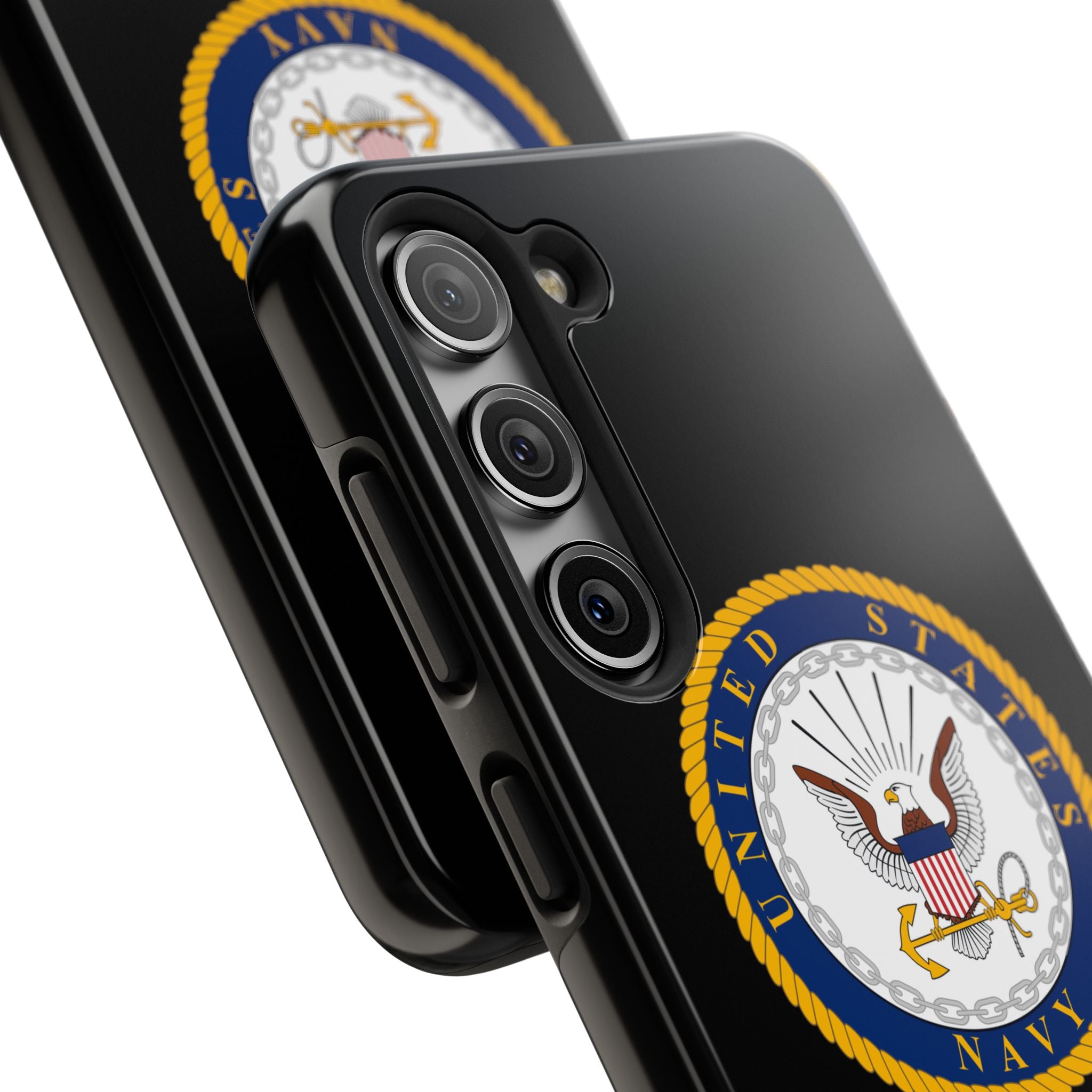 Navy Emblem Tough Phone Case — Custom Text Military iPhone Cover