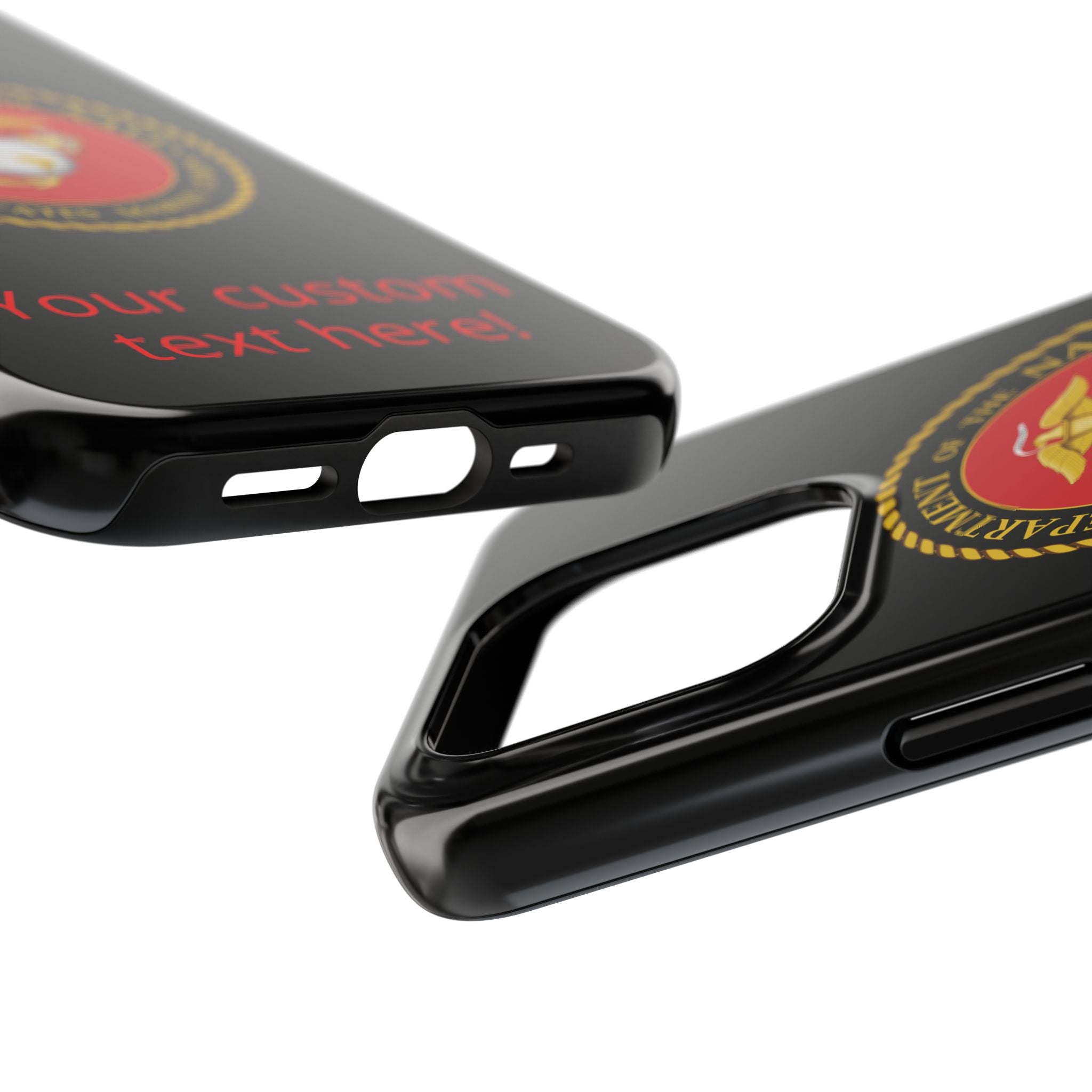 USMC Emblem Tough Phone Case — Custom Text Military iPhone Protector