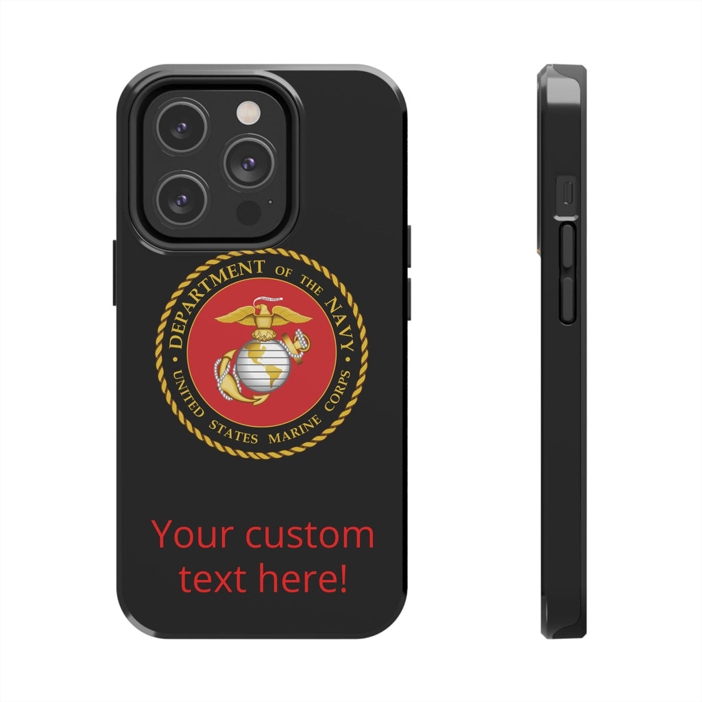 USMC Emblem Tough Phone Case — Custom Text Military iPhone Protector