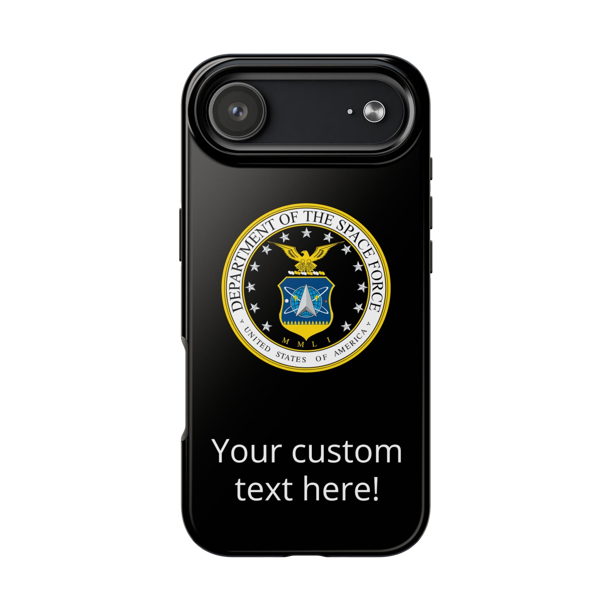 Space Force Tough Phone Case — Custom Text Military Emblem Protective Case