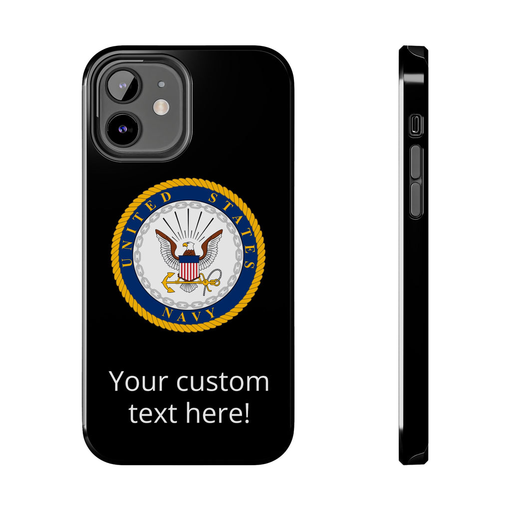Navy Emblem Tough Phone Case — Custom Text Military iPhone Cover