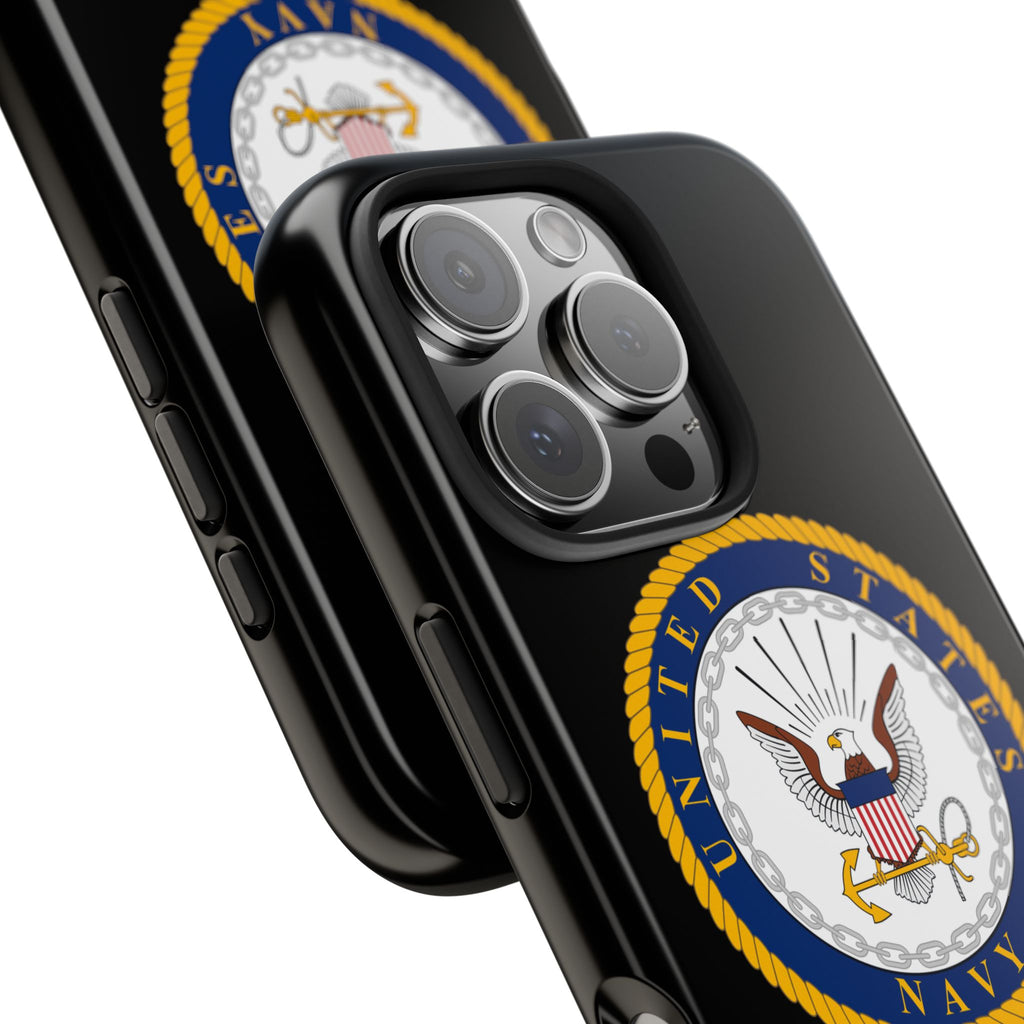 Navy Emblem Tough Phone Case — Custom Text Military iPhone Cover