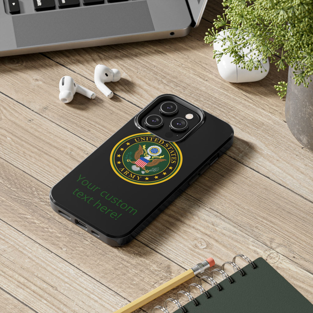 Army Emblem Tough Phone Case — Custom Text Military iPhone Cover