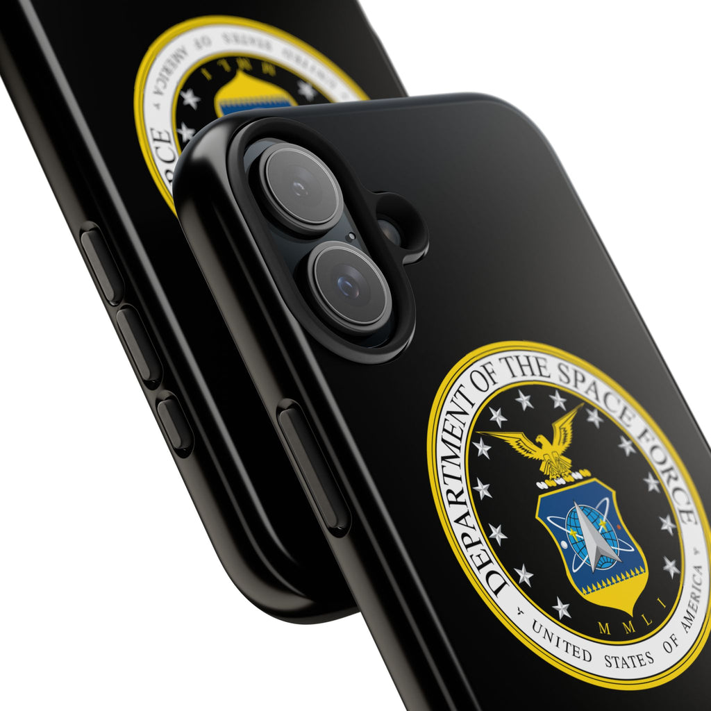 Space Force Tough Phone Case — Custom Text Military Emblem Protective Case