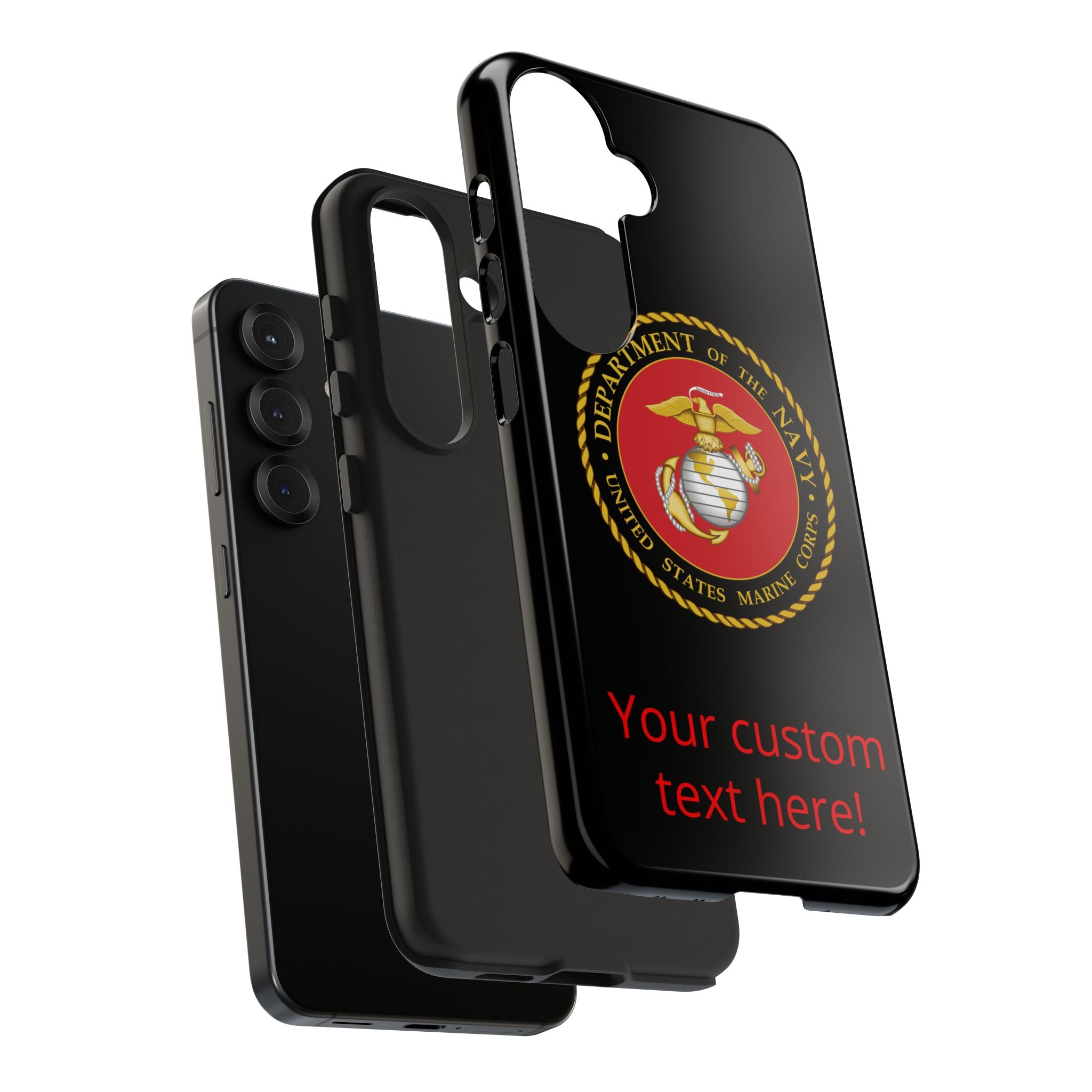 USMC Emblem Tough Phone Case — Custom Text Military iPhone Protector