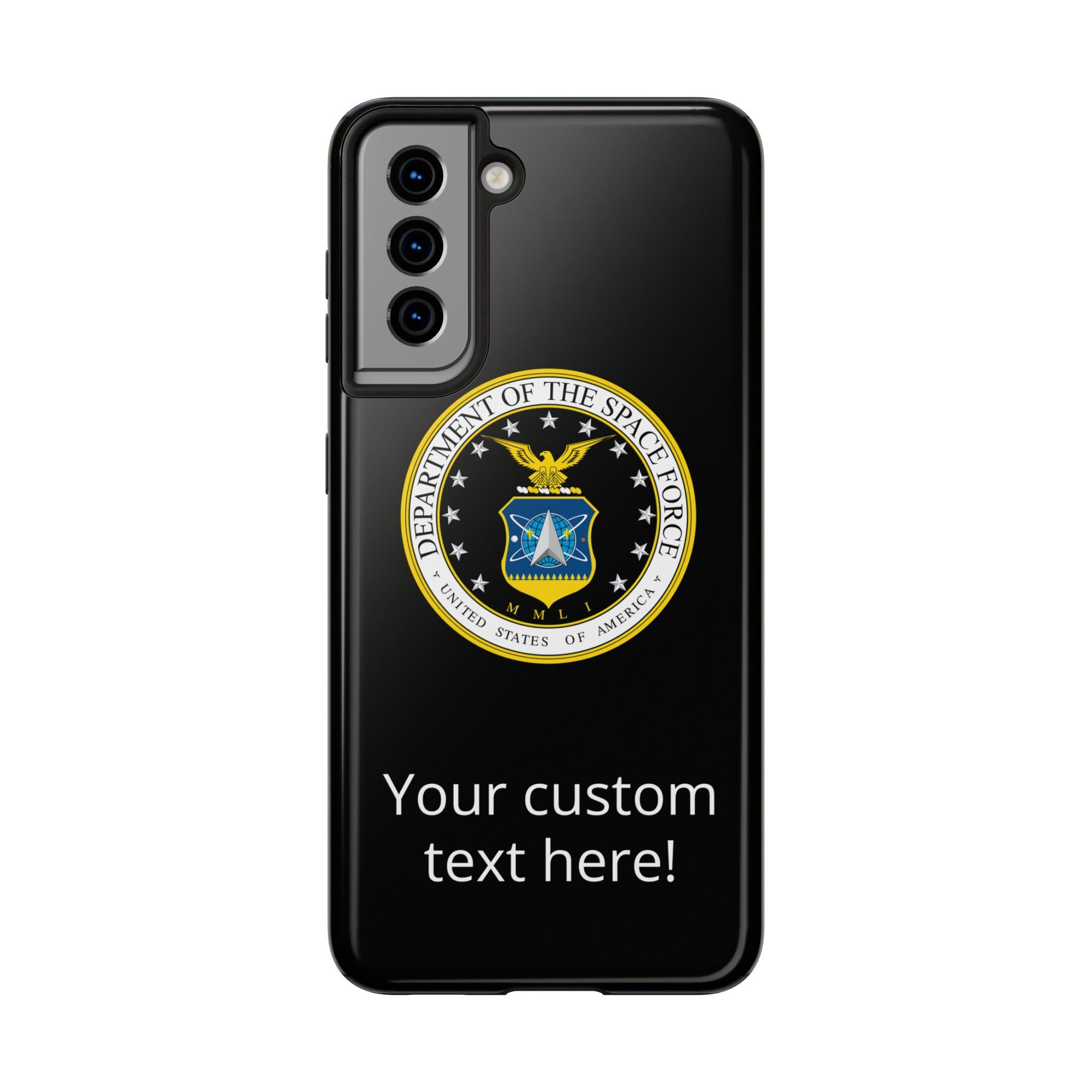 Space Force Tough Phone Case — Custom Text Military Emblem Protective Case