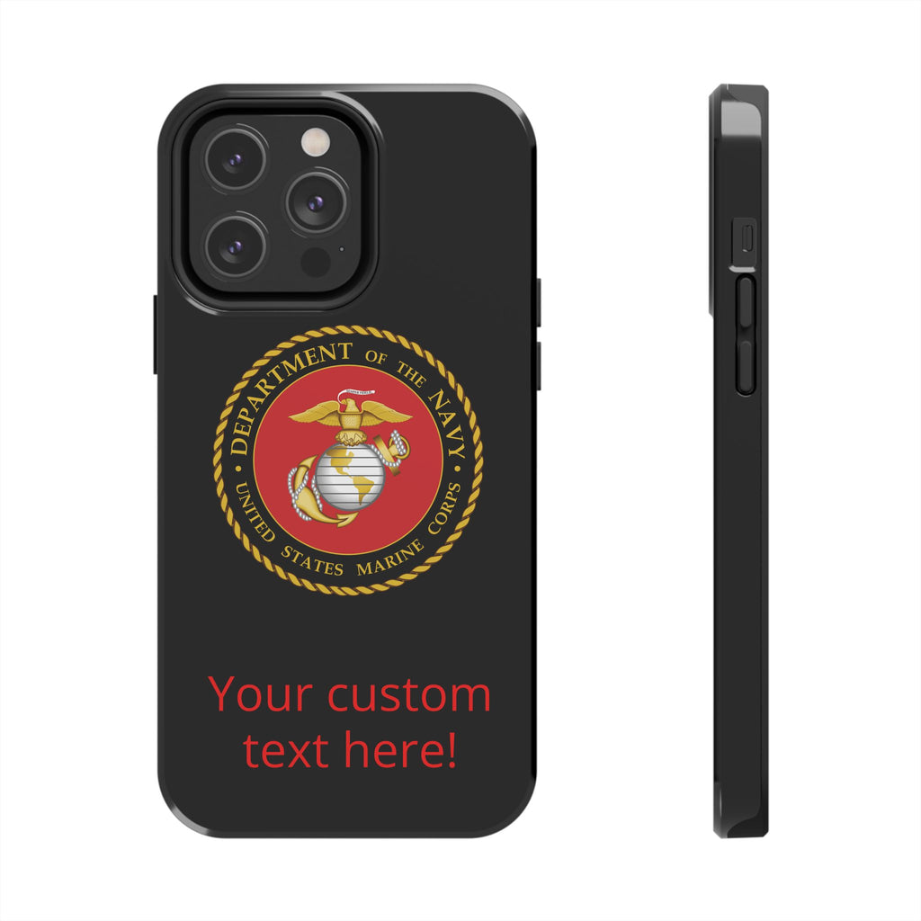 USMC Emblem Tough Phone Case — Custom Text Military iPhone Protector