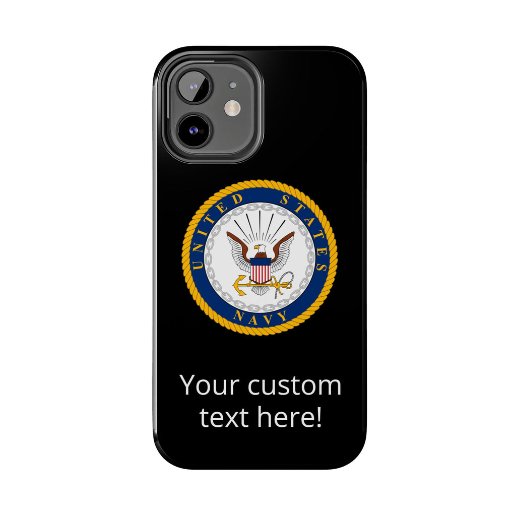 Navy Emblem Tough Phone Case — Custom Text Military iPhone Cover