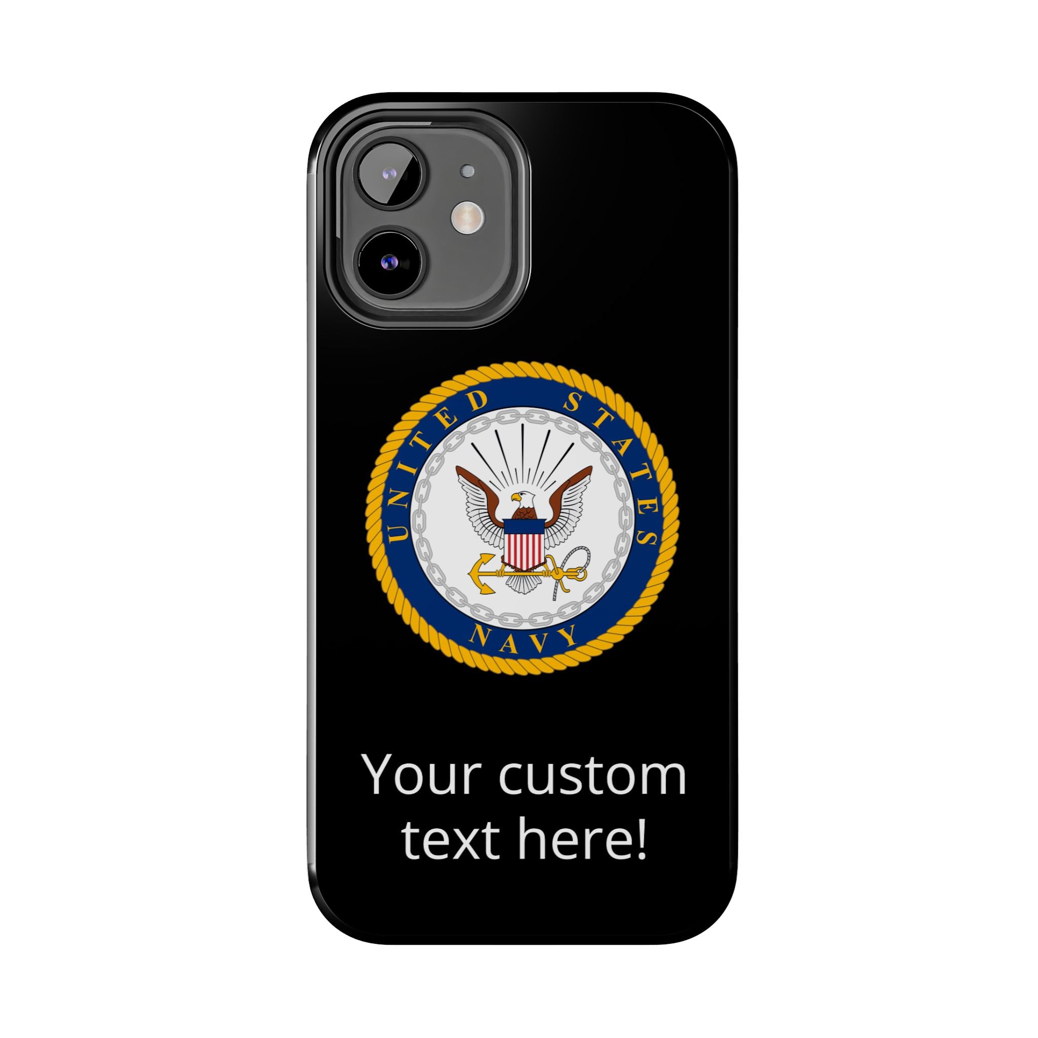 Navy Emblem Tough Phone Case — Custom Text Military iPhone Cover