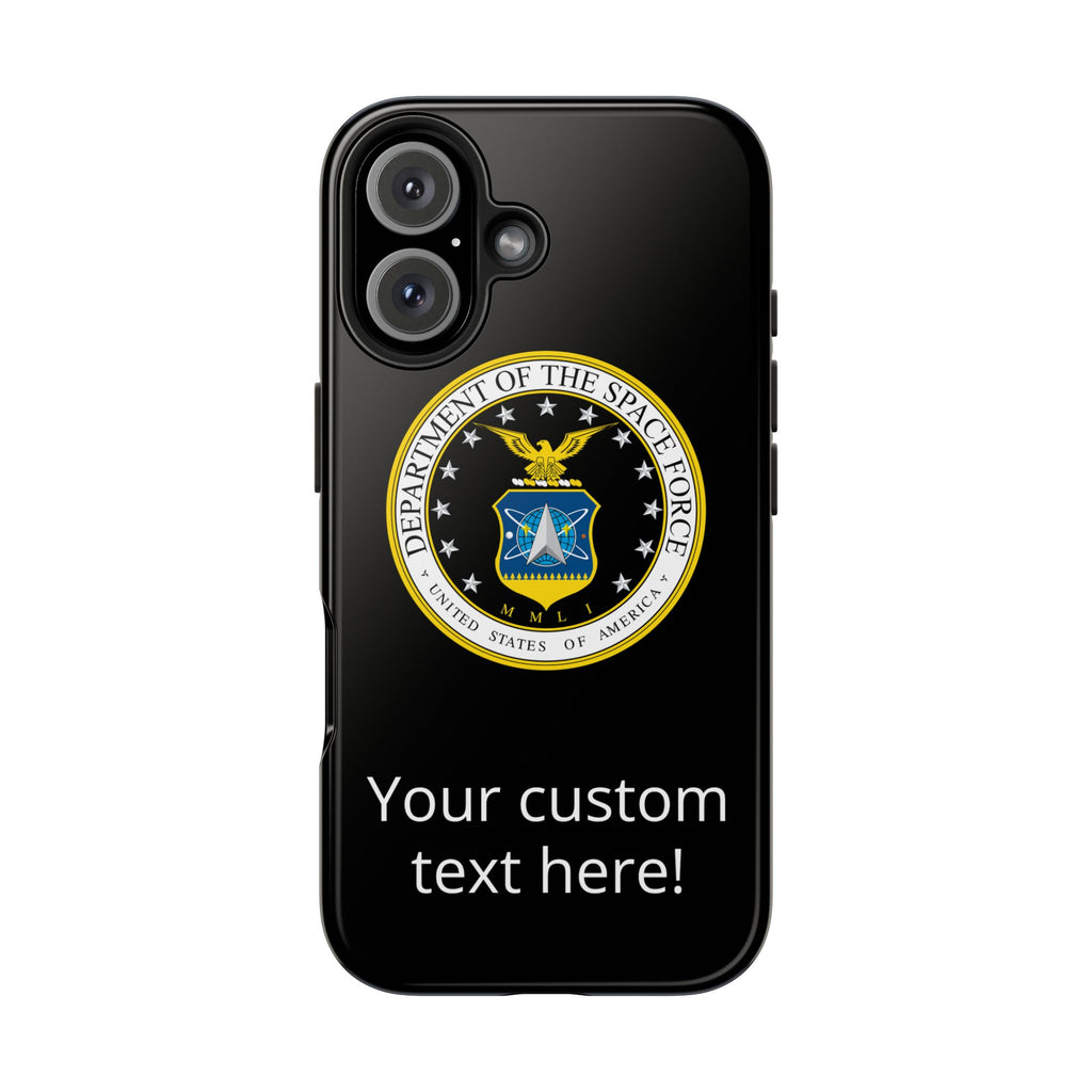 Space Force Tough Phone Case — Custom Text Military Emblem Protective Case