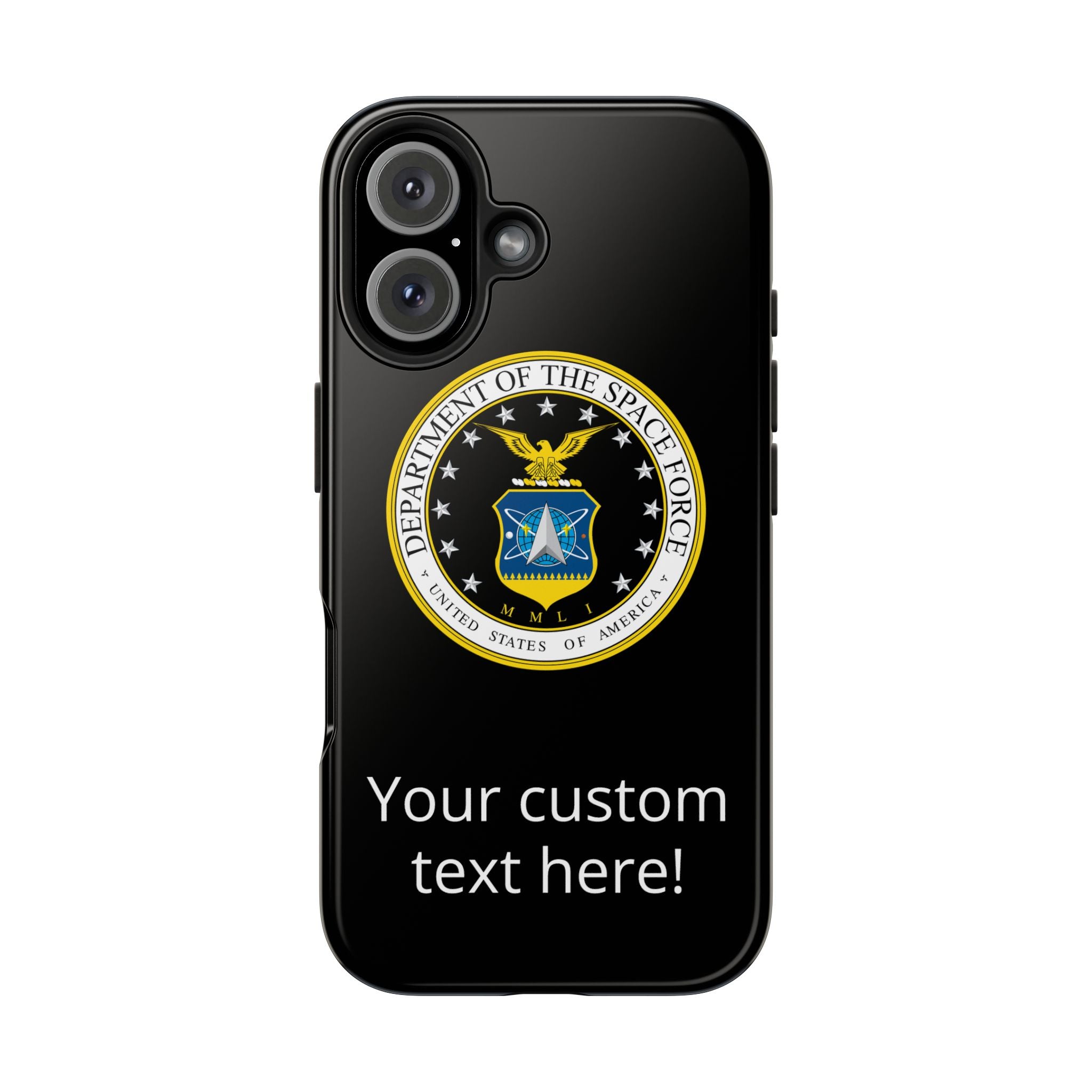 Space Force Tough Phone Case — Custom Text Military Emblem Protective Case