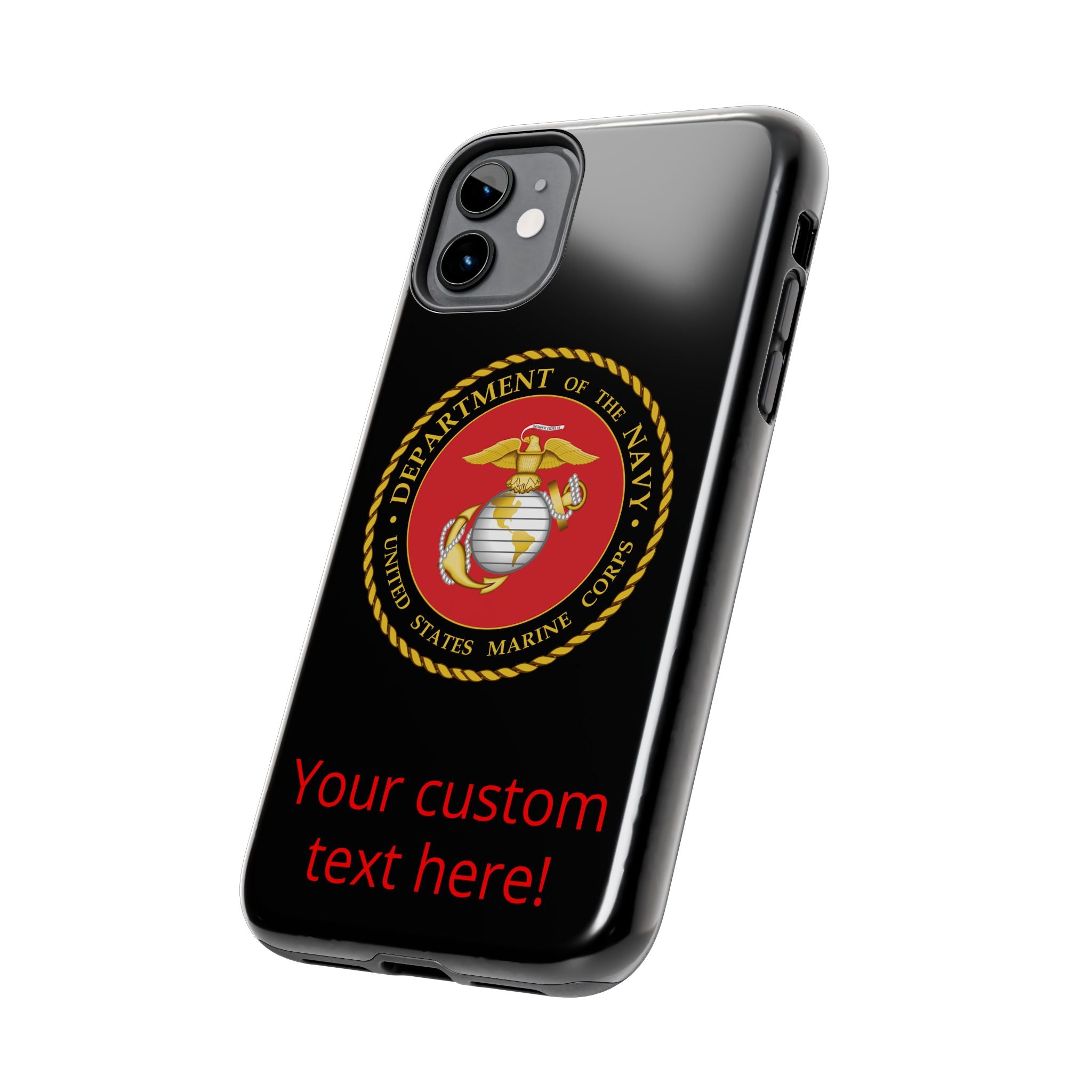 USMC Emblem Tough Phone Case — Custom Text Military iPhone Protector