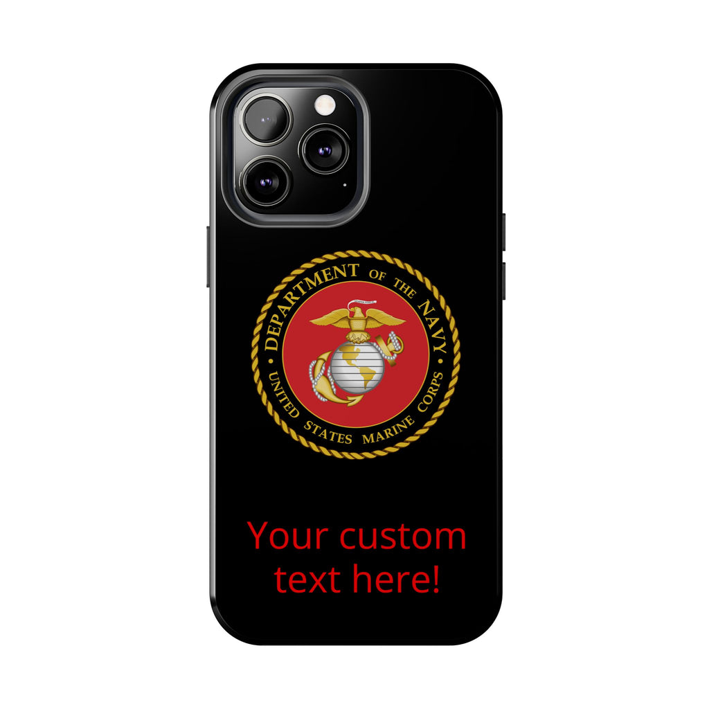 USMC Emblem Tough Phone Case — Custom Text Military iPhone Protector
