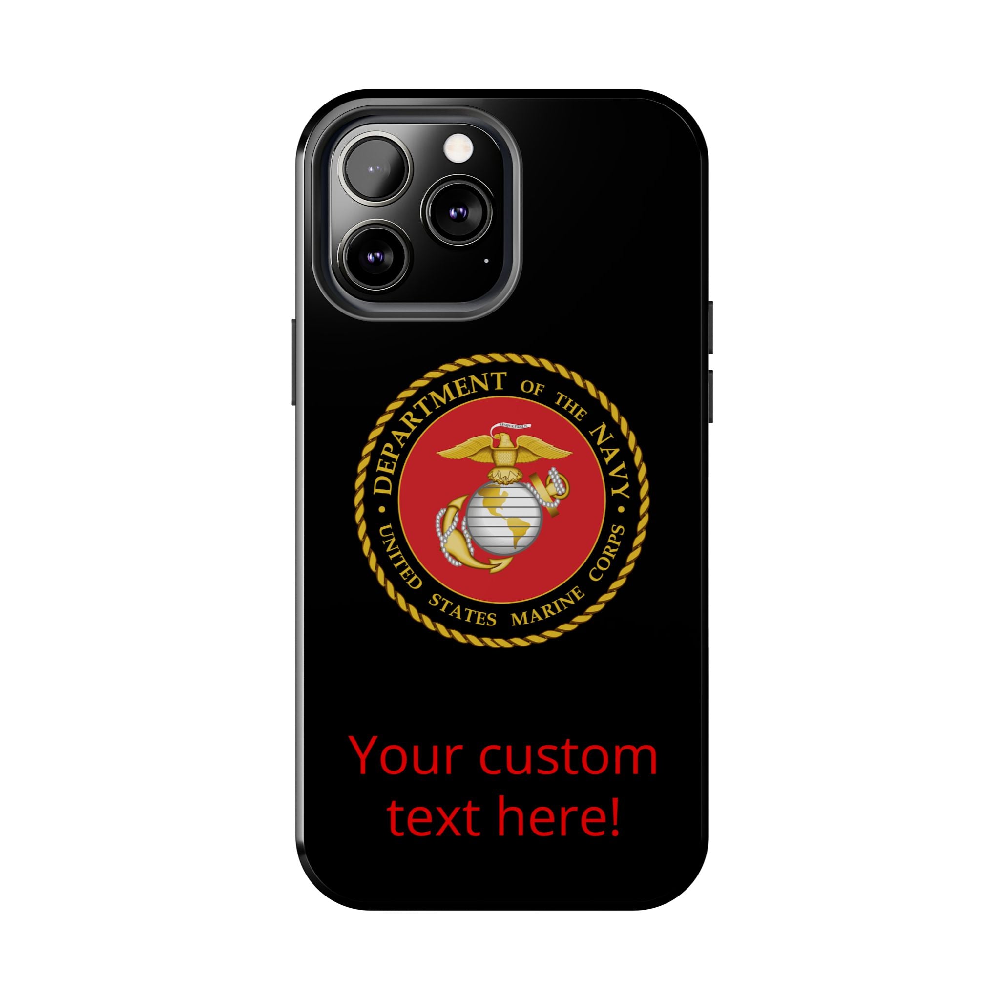 USMC Emblem Tough Phone Case — Custom Text Military iPhone Protector