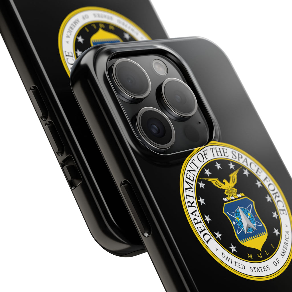 Space Force Tough Phone Case — Custom Text Military Emblem Protective Case